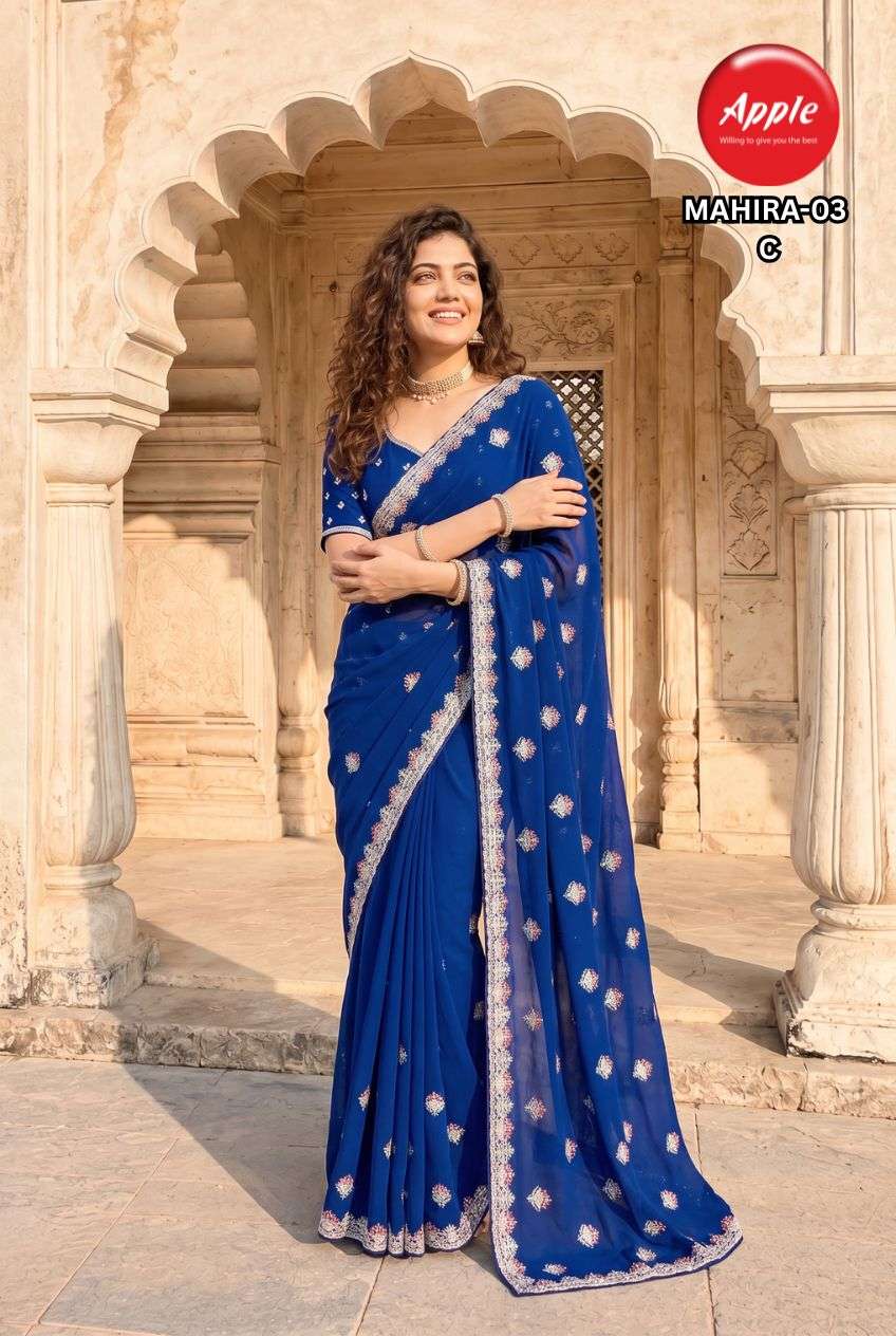 APPLE MAHIRA VOL 3 SOFT GEORGETTE FANCY FABRIC SAREE WHOLESALE IN SURAT