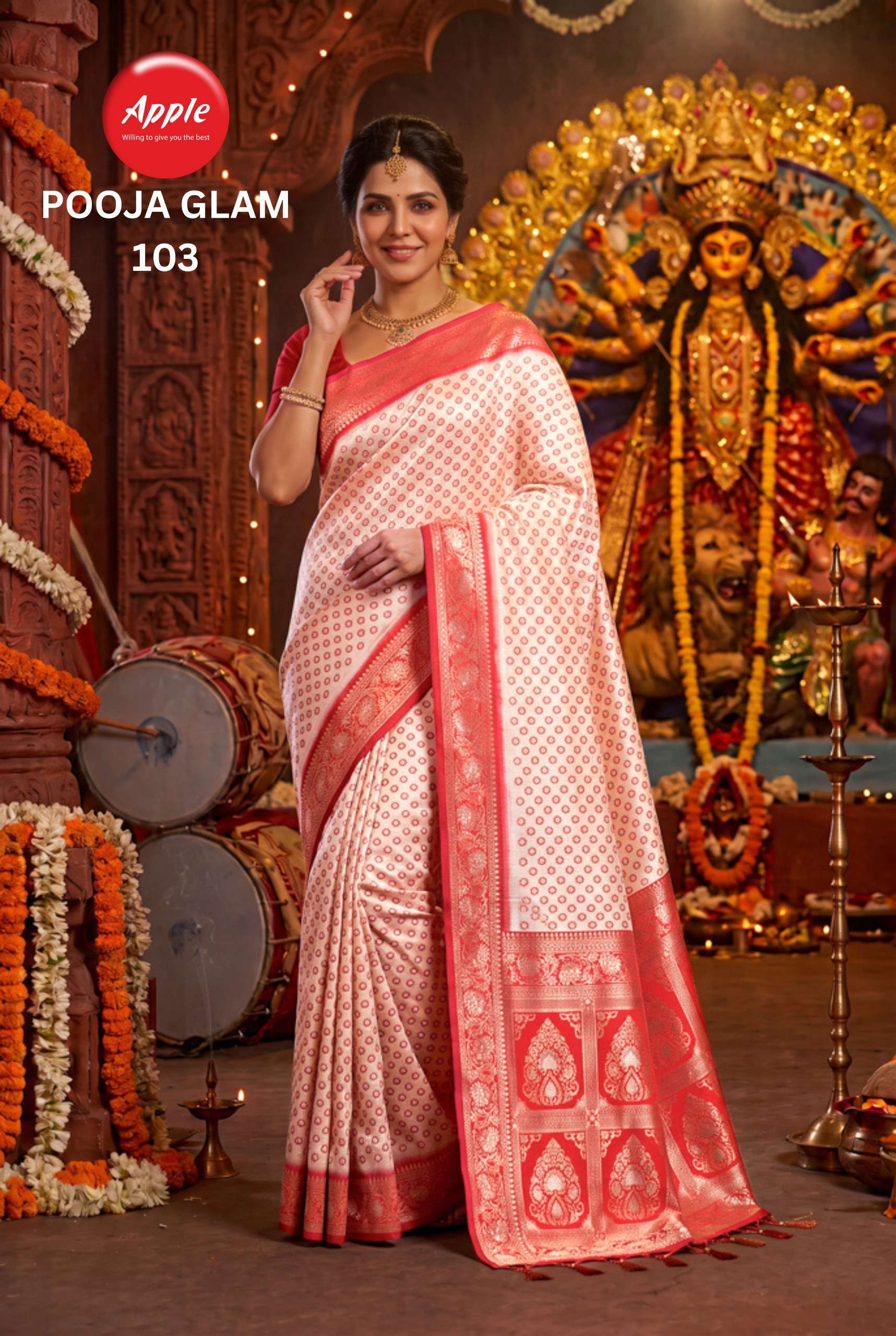APPLE POOJA GLAM VOL 1 SOFT KANJIVARAM SILK FANCY AND CLASSIC FABRIC WHOLESALE IN SURAT