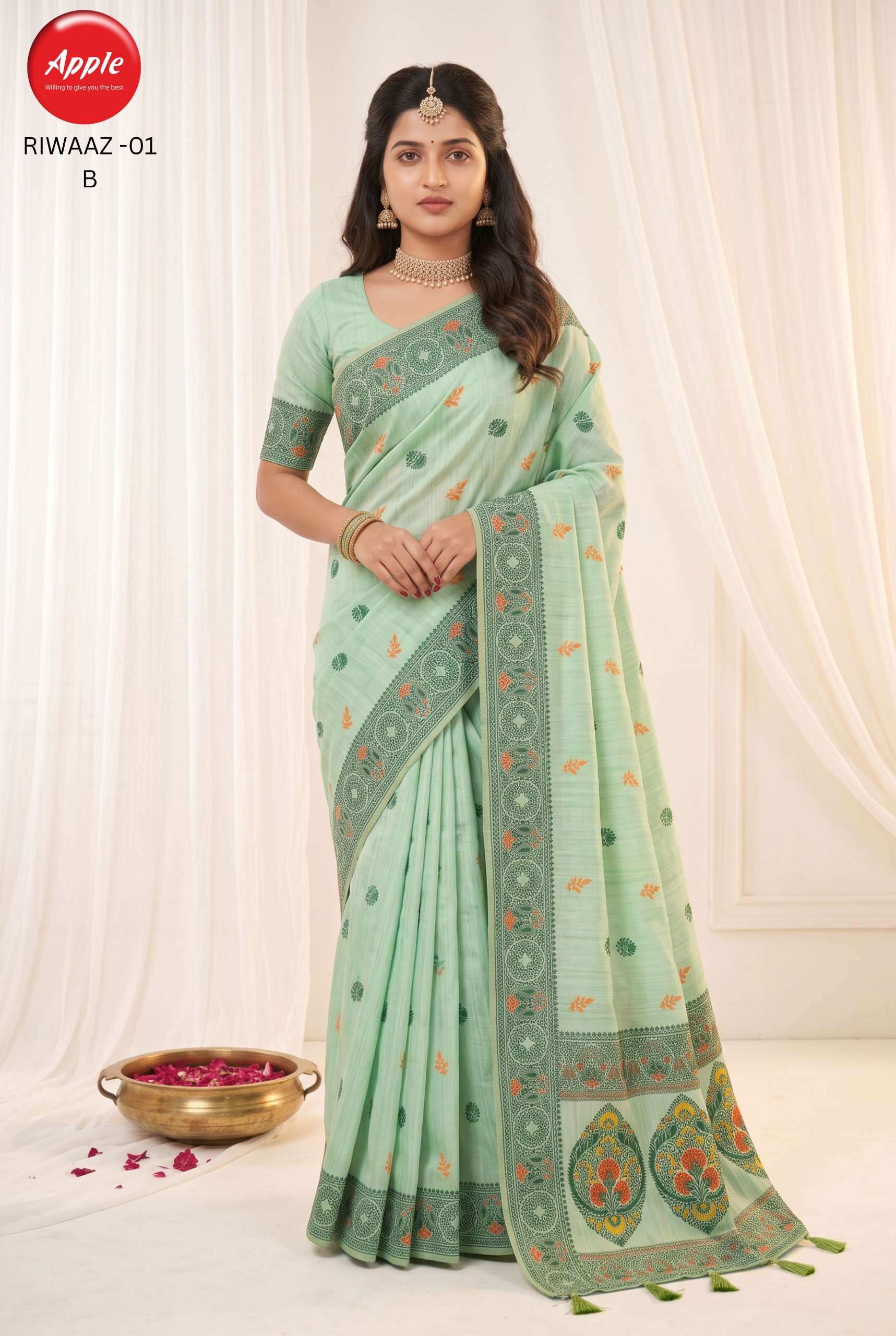 APPLE RIWAAZ 01 ART SILK ELEGANT AND SOFT SILK FABRIC SAREE WHOLESALE IN SURAT
