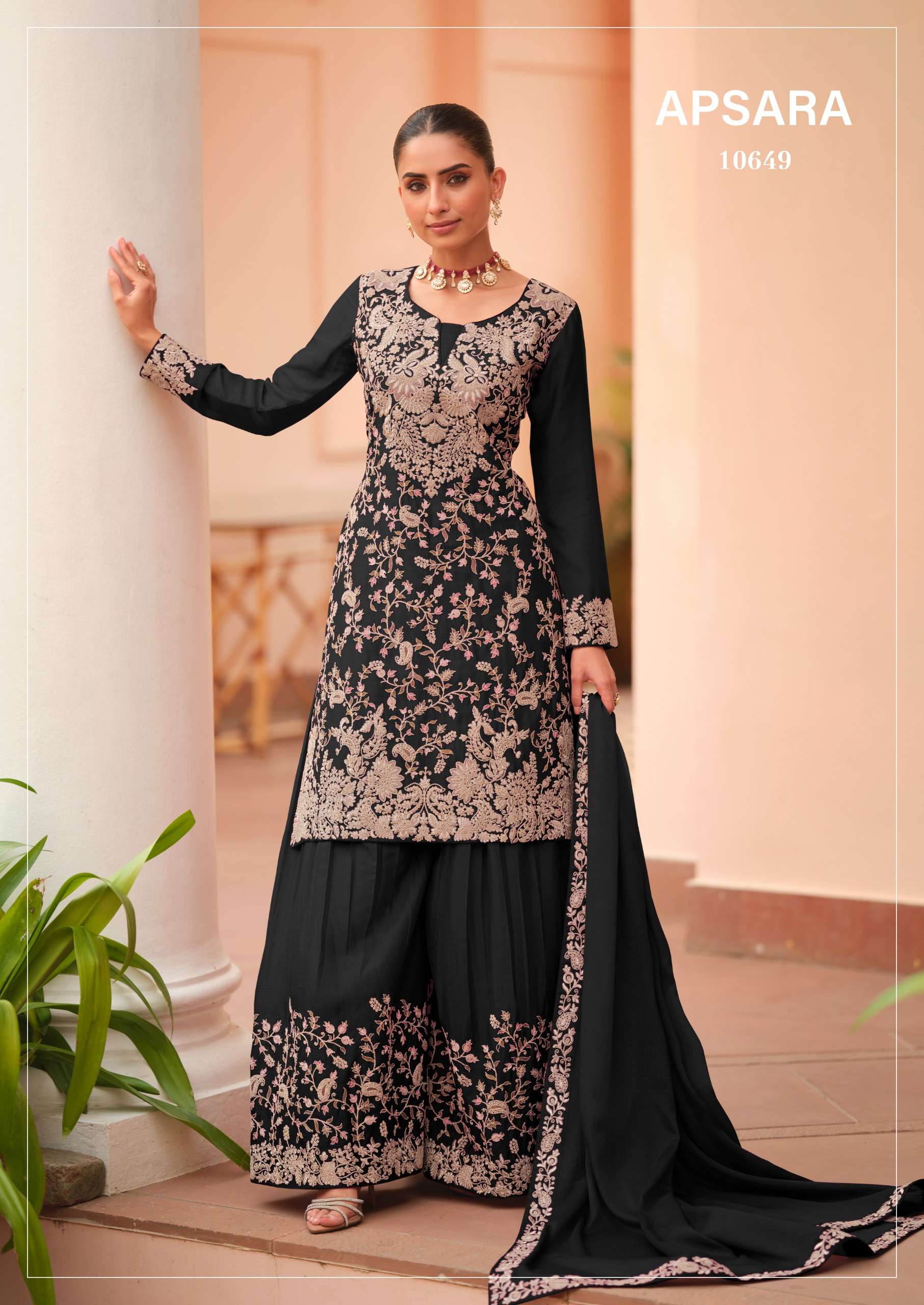 APSARA PREMIUM CHINNON HEAVY WORK SHARARA SUIT FOR WOMEN ALL FESTIVAL PERFECT RESELLER