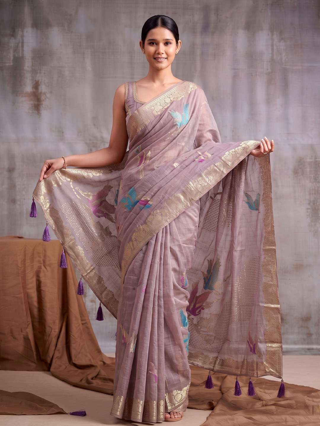  Astita Flemingo 1001 TO 1008 Linen Cotton Fabric Fabric saree wholesale in surat