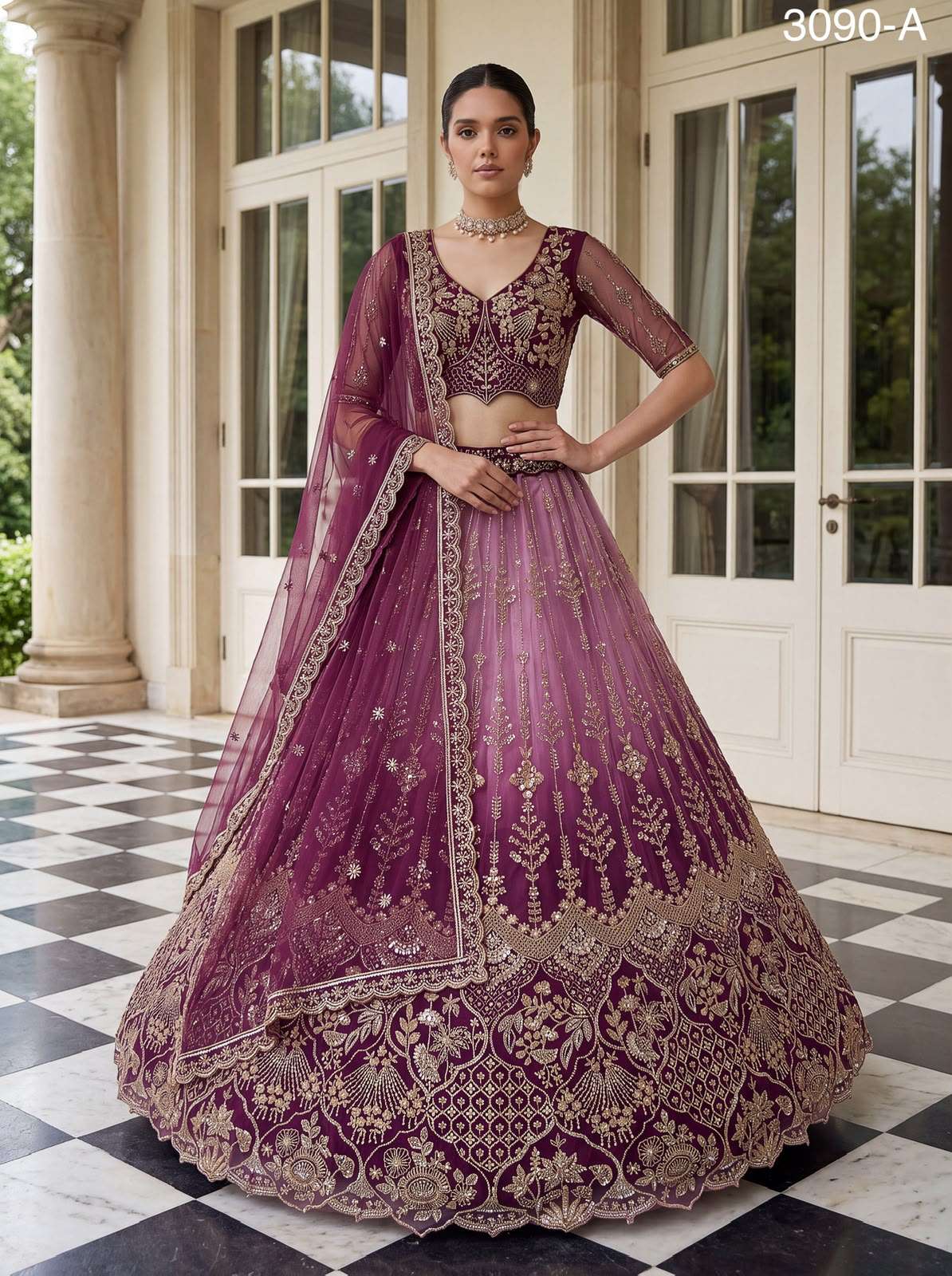 Attractive and Designer shaded Premium Net fabric Party Wear Lehenga Choli reseller in surat  3090