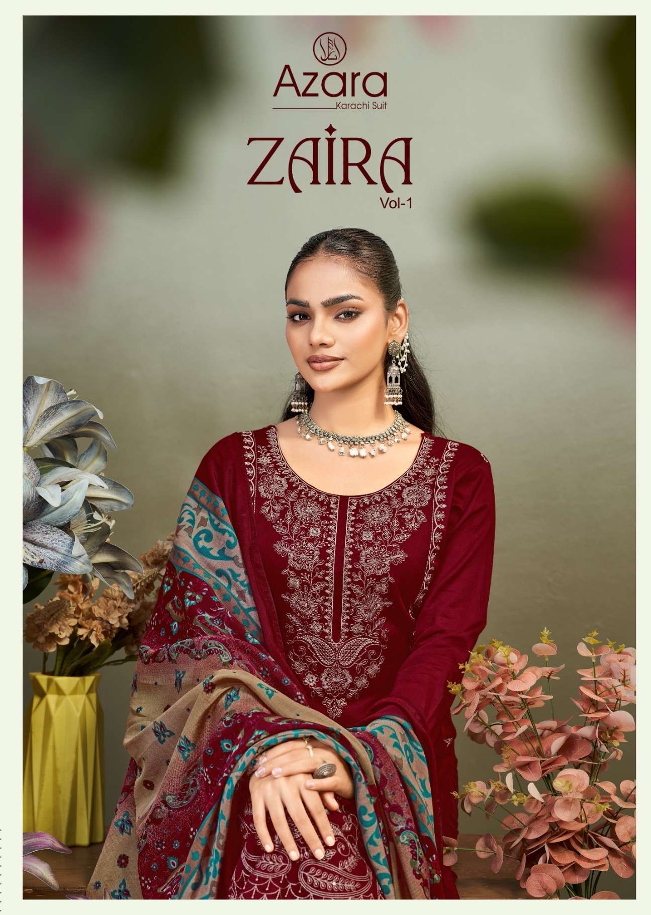 AZARA ZAIRA PURE HEAVY ZAM COTTON EMBROIDERY SALWAR KAMEEZ AT REGULAR CLOTHING SURAT 
