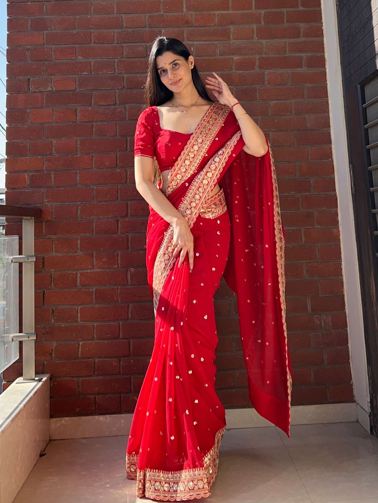 beautidul and elegant Karva Chauth festival wear Pure Georgette fancy fabric saree wholesale in surat 5544