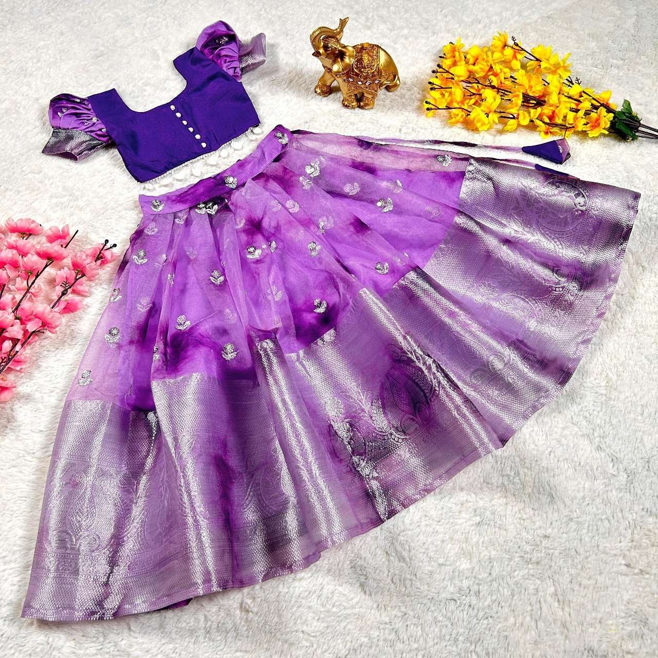 Beautifully made of chinnon Kids wear Lehenga Choli wholesale in surat