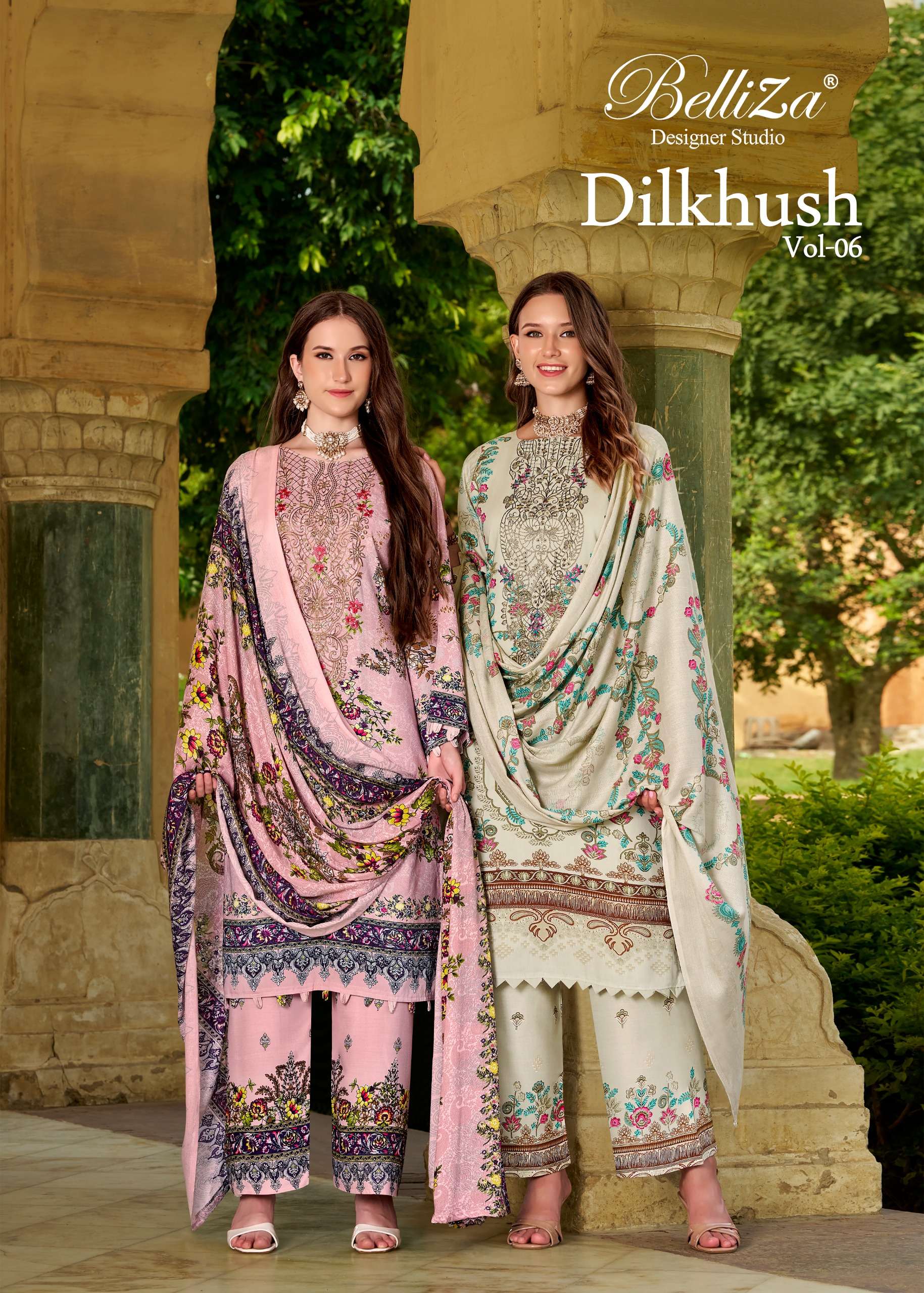 BELLIZA DESIGNER STUDIO DILKHUSH VOL 6 RAYON DIGITAL PRINT AND WORK LADIES DRESS SUPPLIER
