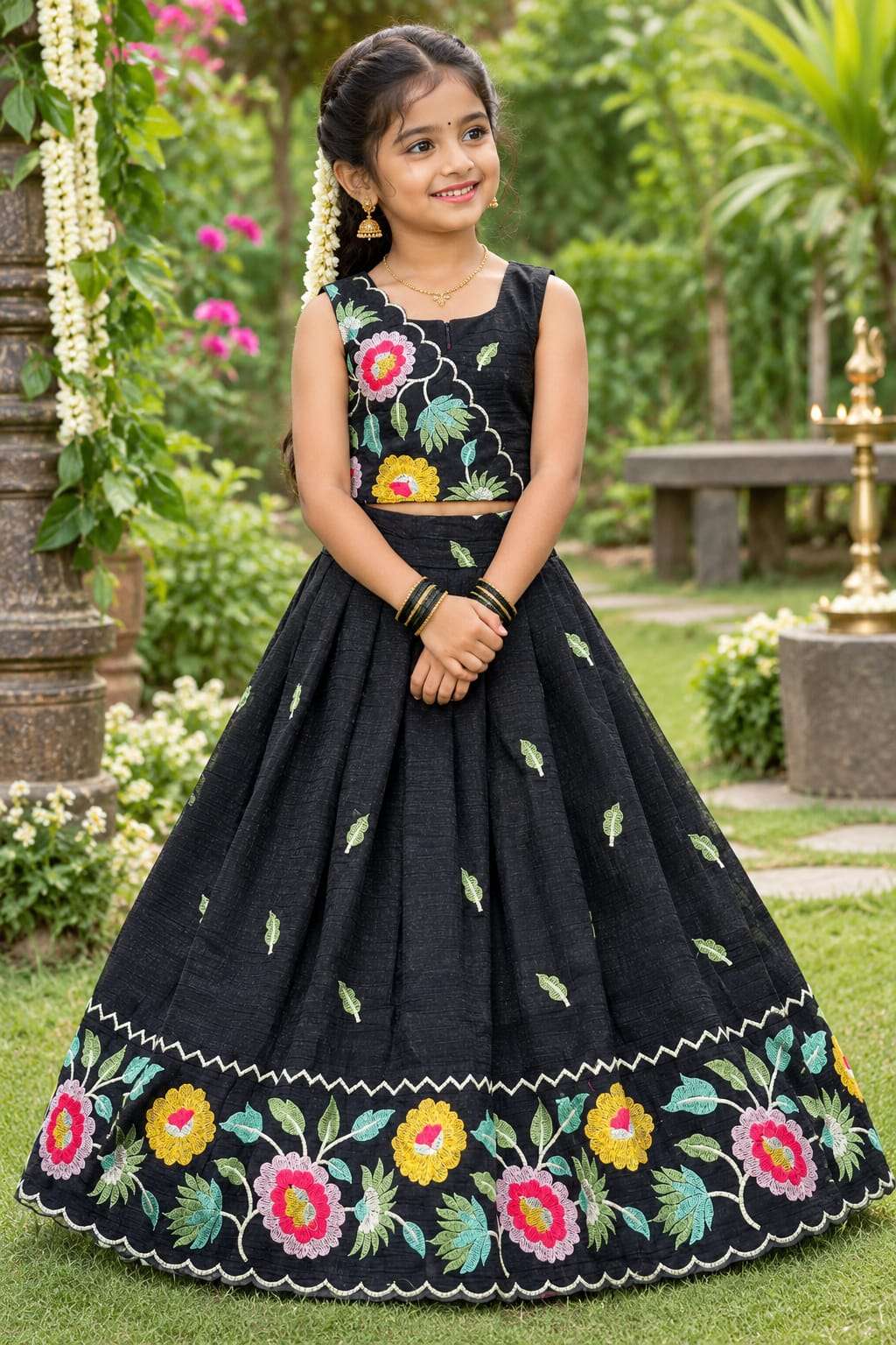 Blooming Garden Kids Lehenga choli Premium Crunchy Silk fabric Collection reseller in surat