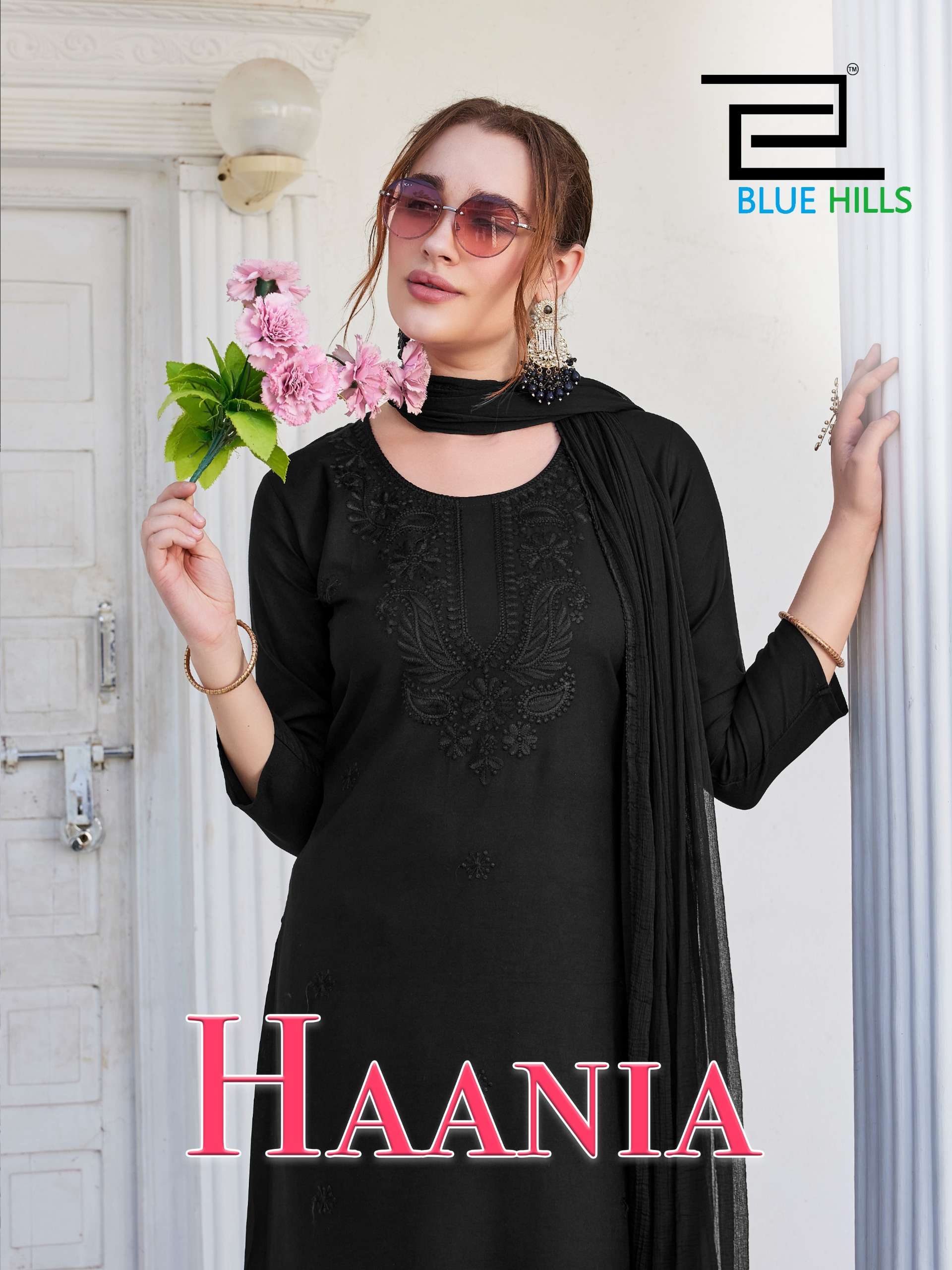 BLUE HILLS HANIA TRADITIONAL TREND RAYON 14KG EMBROIDERY BLACK SUIT COLLECTION 