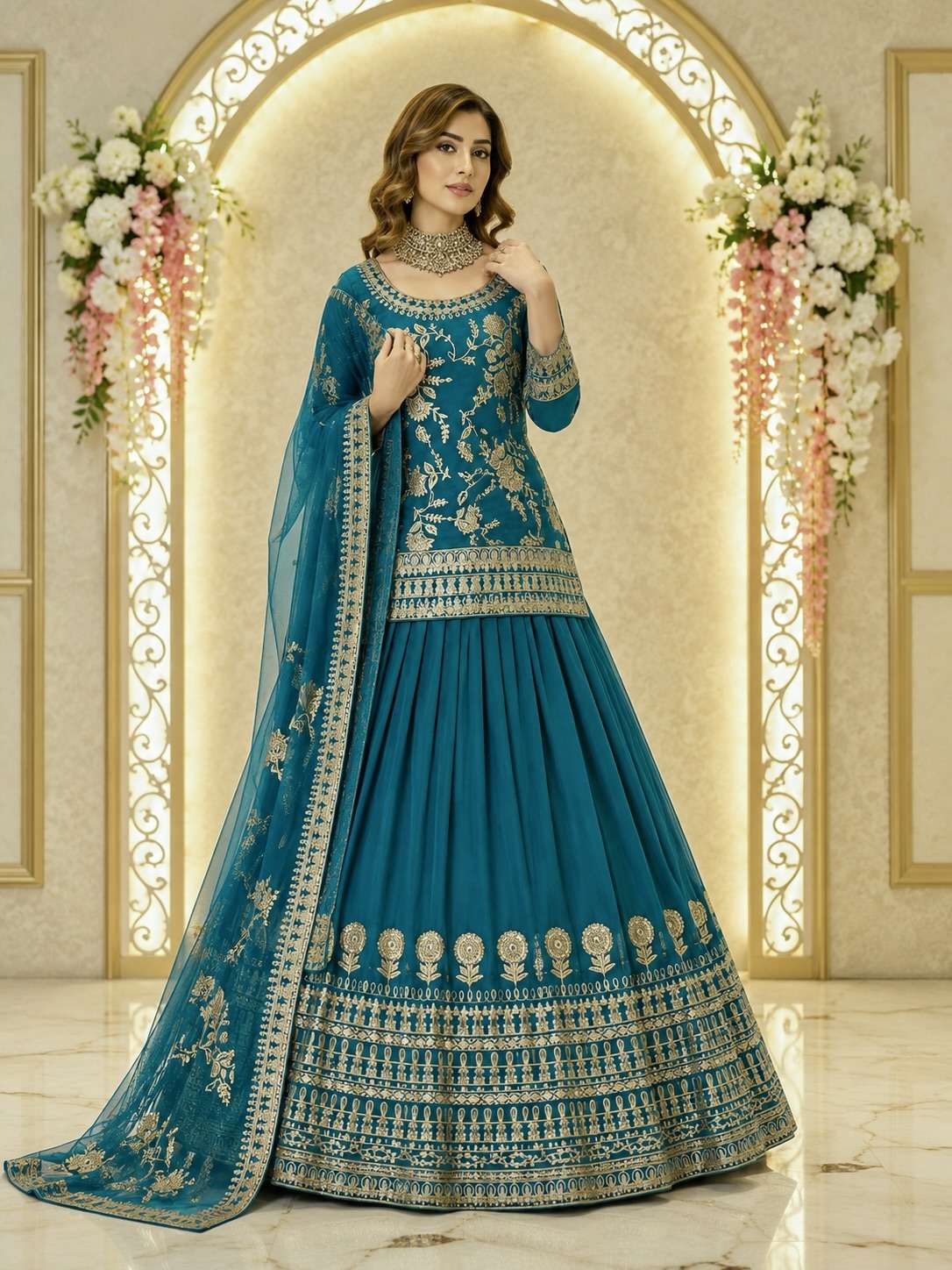 BRIDAL WEAR HEAVY ROMAN SILK FANCY AND CLAS SIC FABRIC LEHEN...