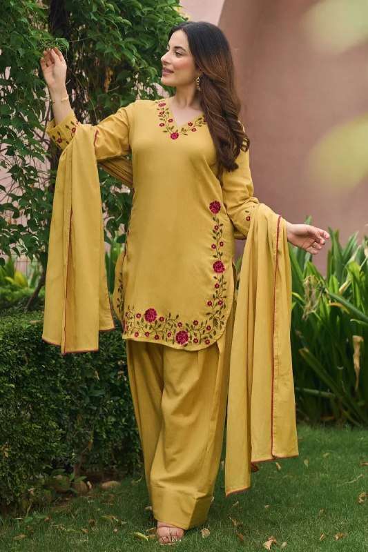 CHANDERI COTTON MULTI NEEDLE WORK FARSHI SALWAR SUIT FESTIVAL WEAR INDIA IN US MD 3019