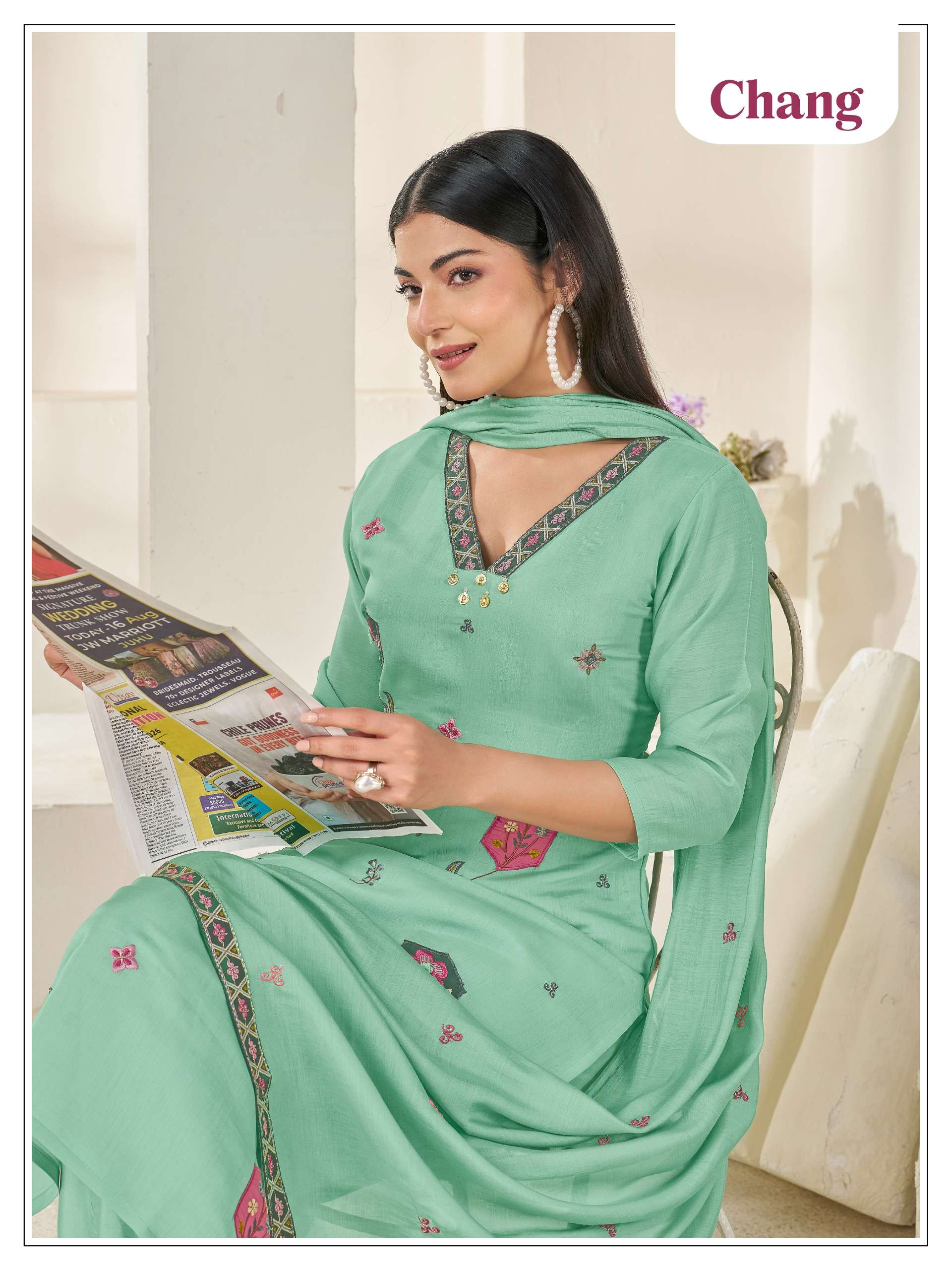 CHANG CHANDERI EMBROIDERY READYMADE SALWAR SUIT AT WHOLESALER TEXTILE SHOP
