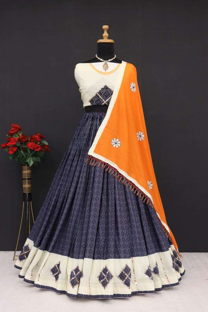 classic and beautiful Digital Print on Muslin Cotton fabric Lehenga Choli reseller in surat  297