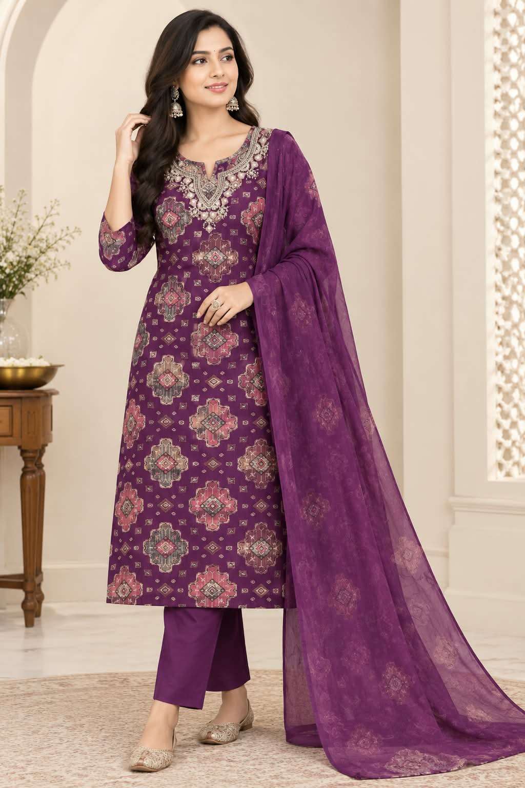 CLASSIC FESTIVAL CLOTHING FLOWER PRINT SUIT FOR YOUNG WOMEN ...