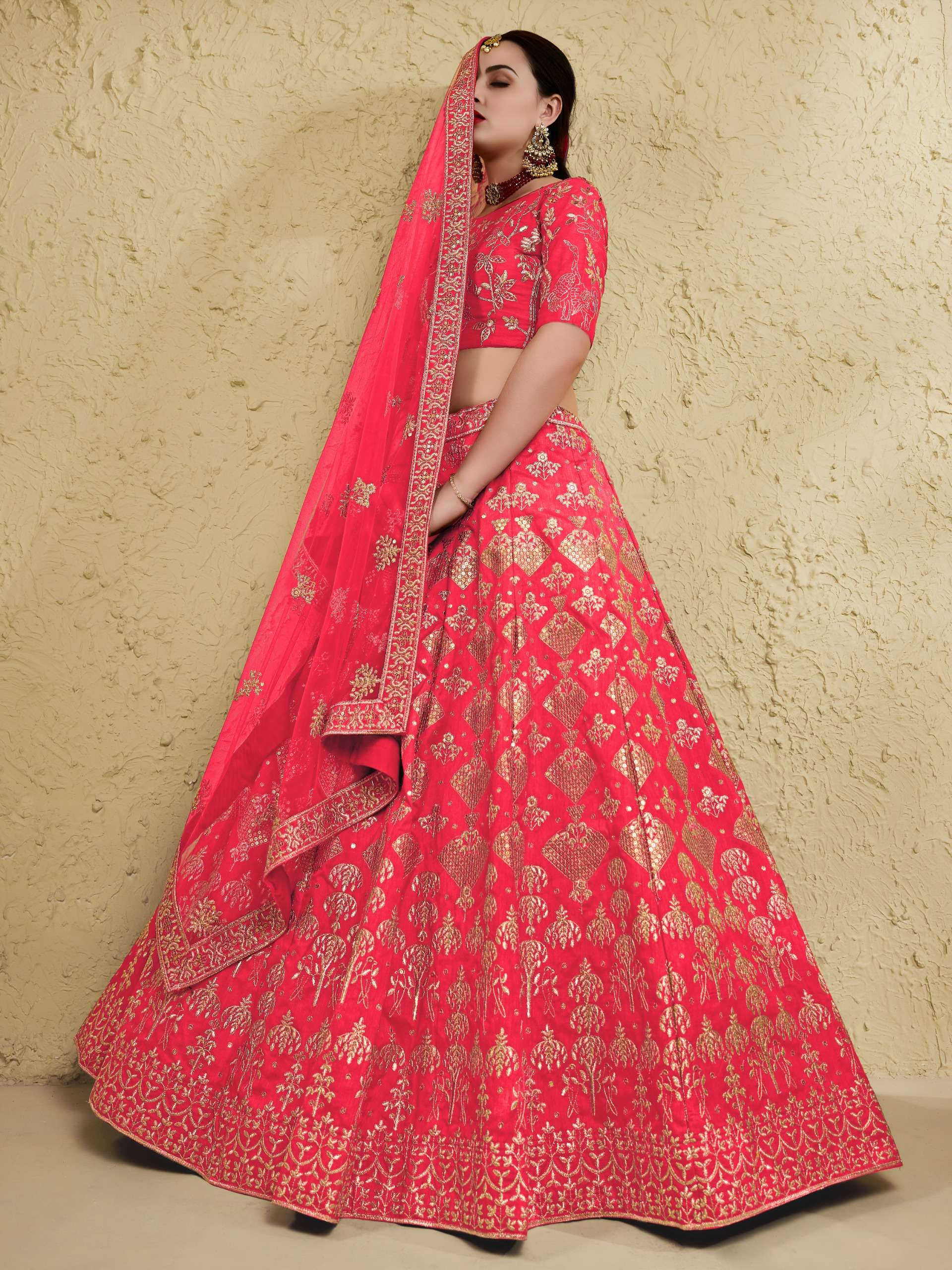  Coral Peach Heritage Beautiful Colour with Made of Art Silk Fabric Lehenga Choli Reseller In Surat 7055 Peach
