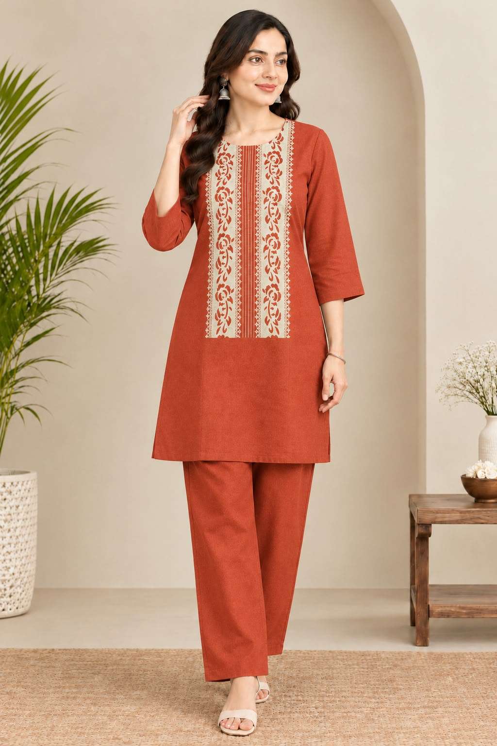 COTTON FABRIC SIMPLE CORD SET SAME COLOUR TOP BOTTOM DAILY CLOTH INDIA