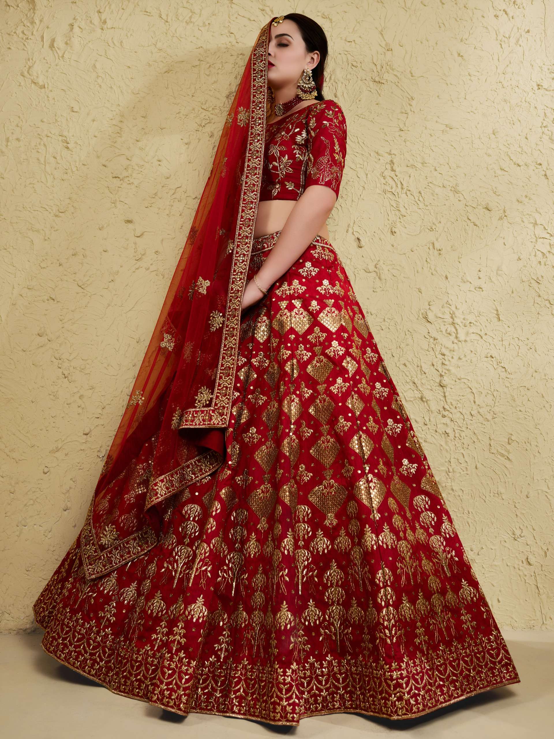 Crimson Red Royal Colour Lehenga Choli Made of Art Silk Fabr...