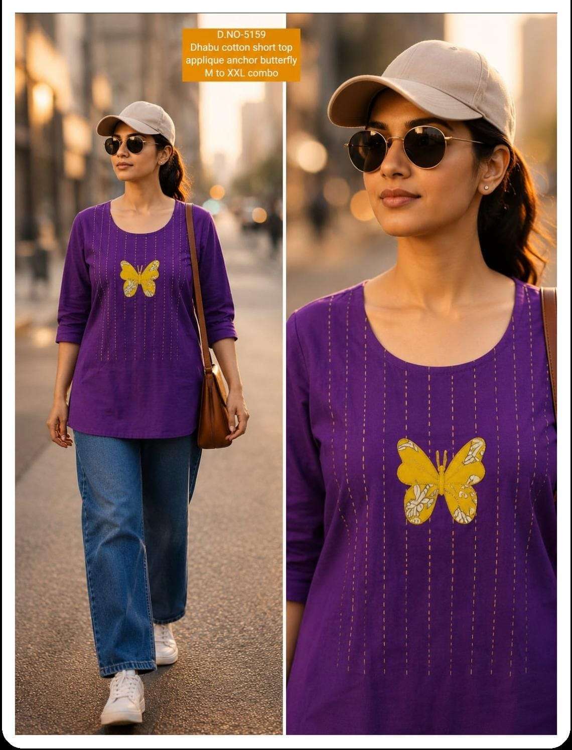 DABOOO COTTON WITH WORK BUTTERFLY SHORT TOP GIRL WESTERN SHOP 