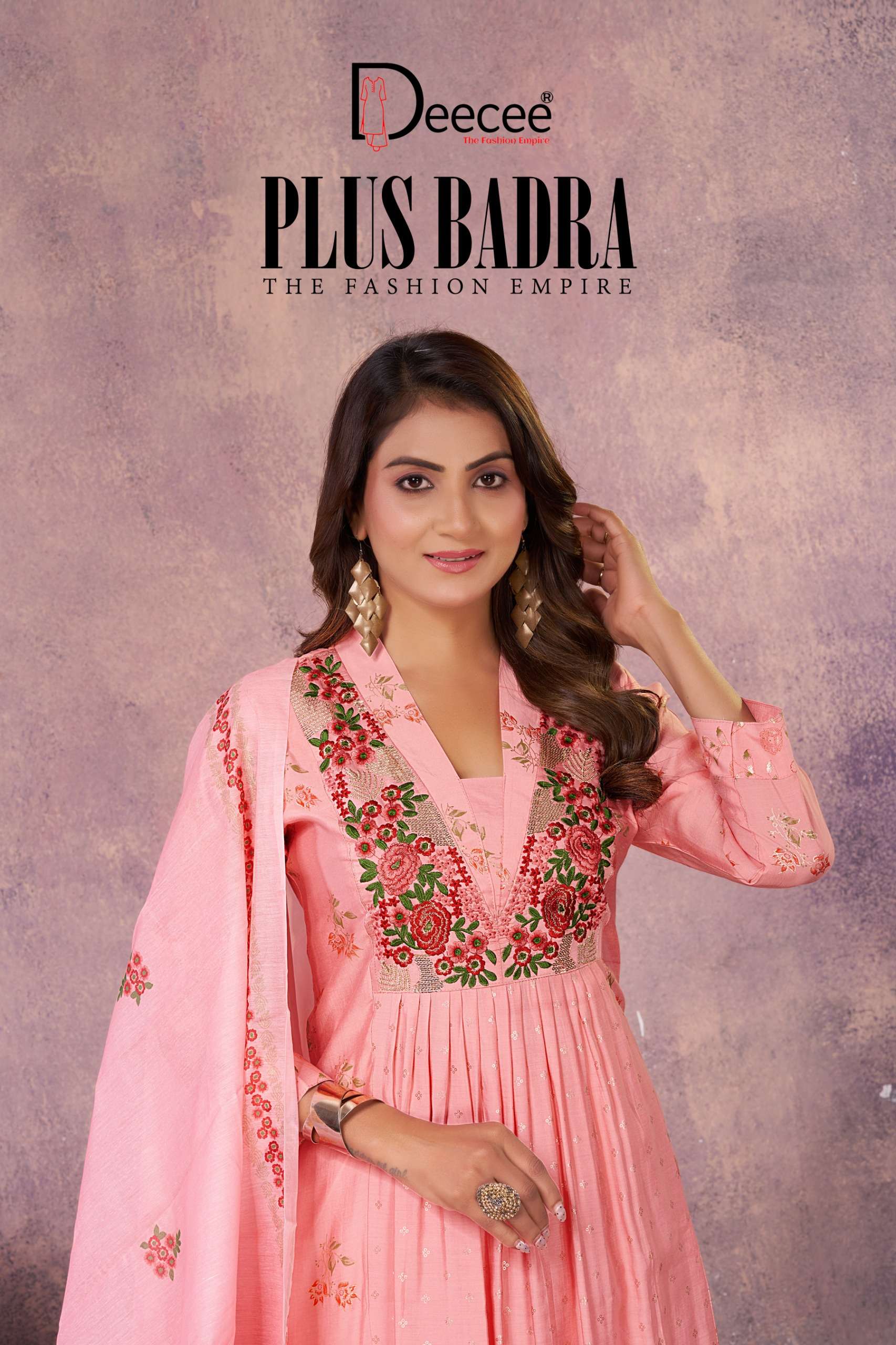 DEECEE PLUS BADRA FUSION FOIL FLARED DIGITAL KURTI 3 PIECE SUIT TRADITIONAL WEAR RETAILER SET 