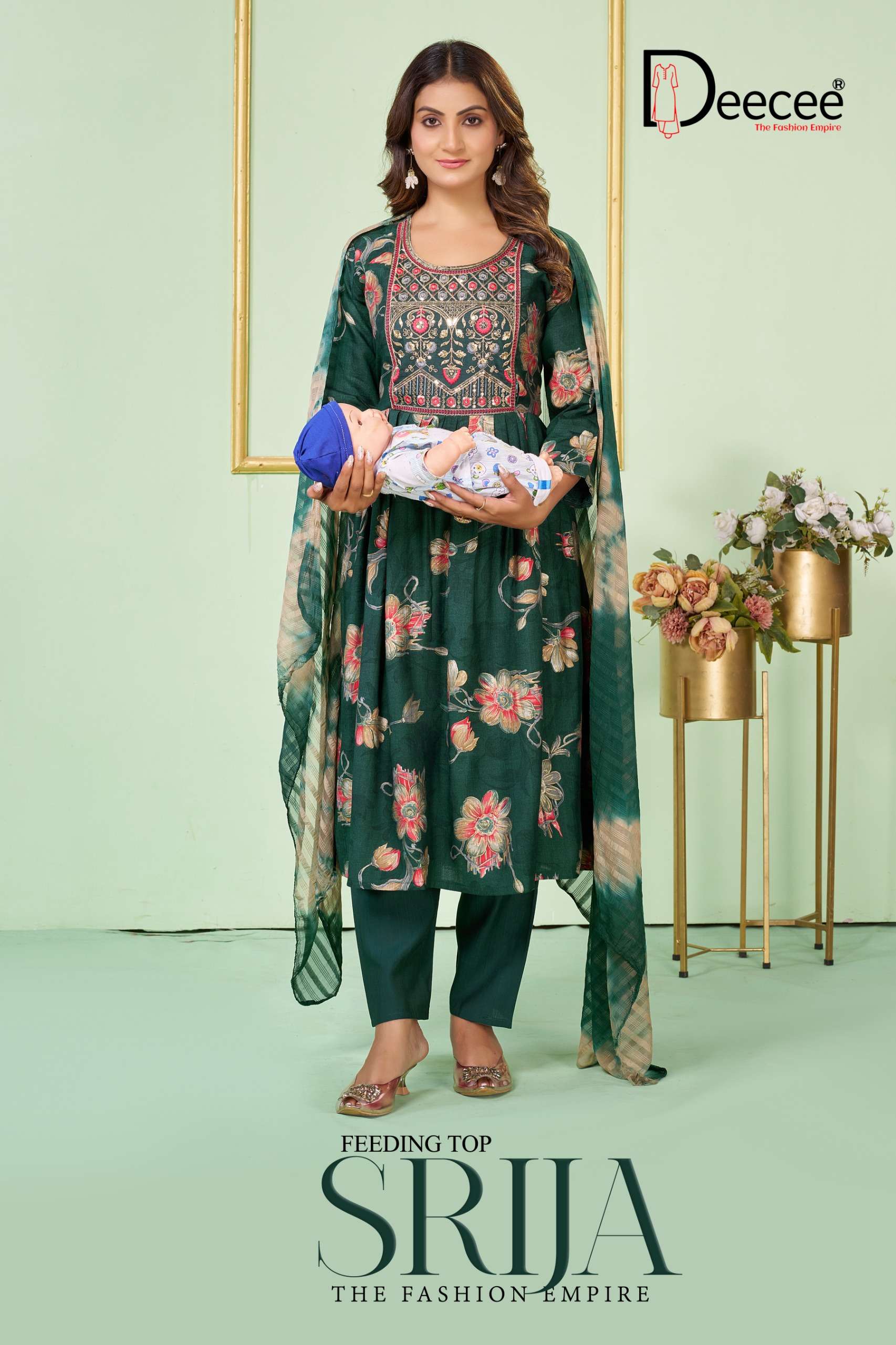 DEECEE SRIJA READYMADE COLLECTION FLORAL PRINT FLARED KURTI SUIT YOUNG WOMEN RESELLER
