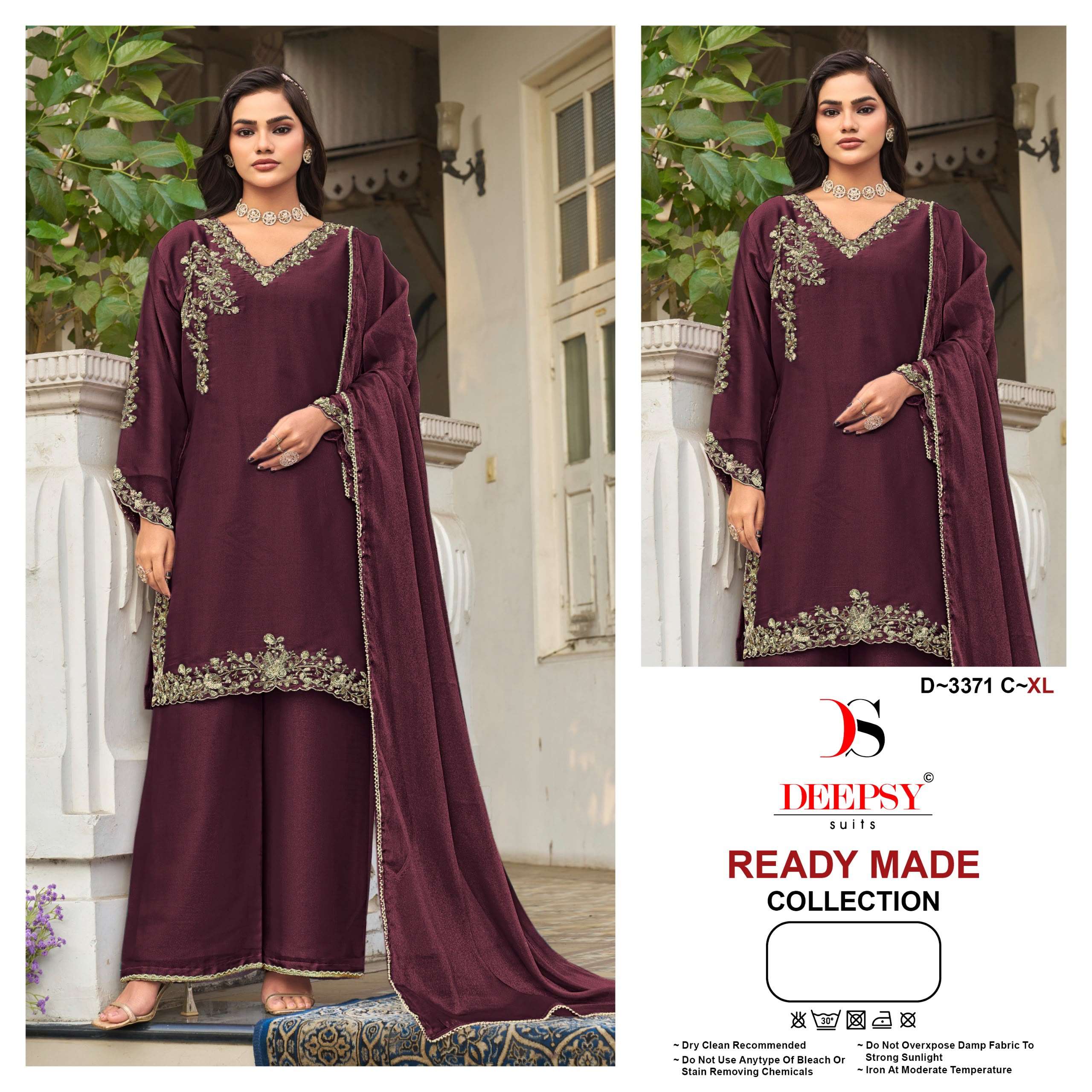 DEEPSY SUITS 3371 ANCY MOSS WITH BEATS WORK PALAZZO SUIT AT STITCHED SUPPLIER