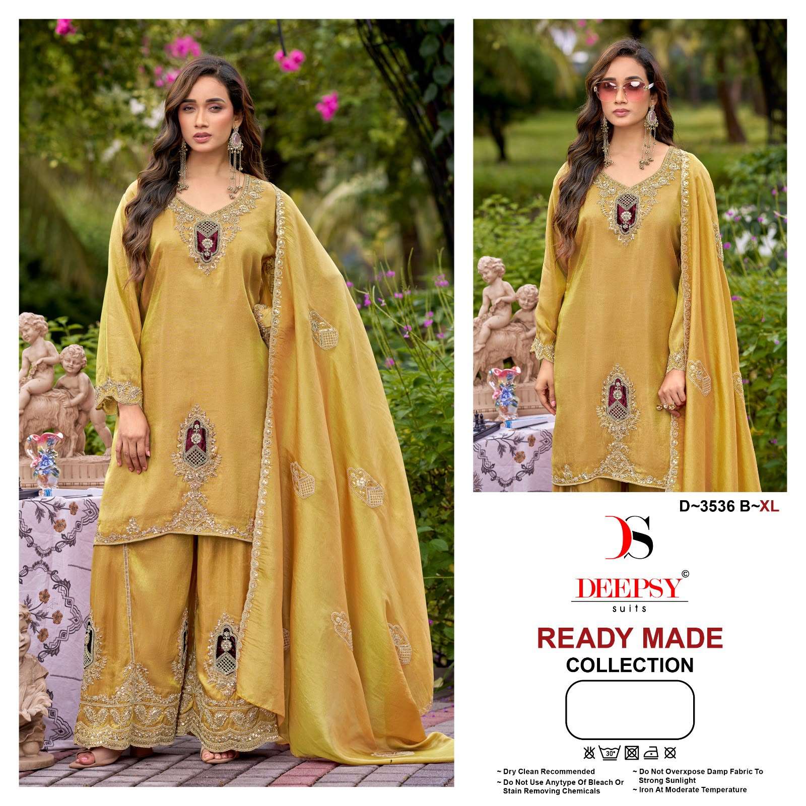 DEEPSY SUITS 3536 TISSUE SILK HEAVY BEATS WORK PALAZZO SUIT DESIGNER FESTIVAL SUPPLIER