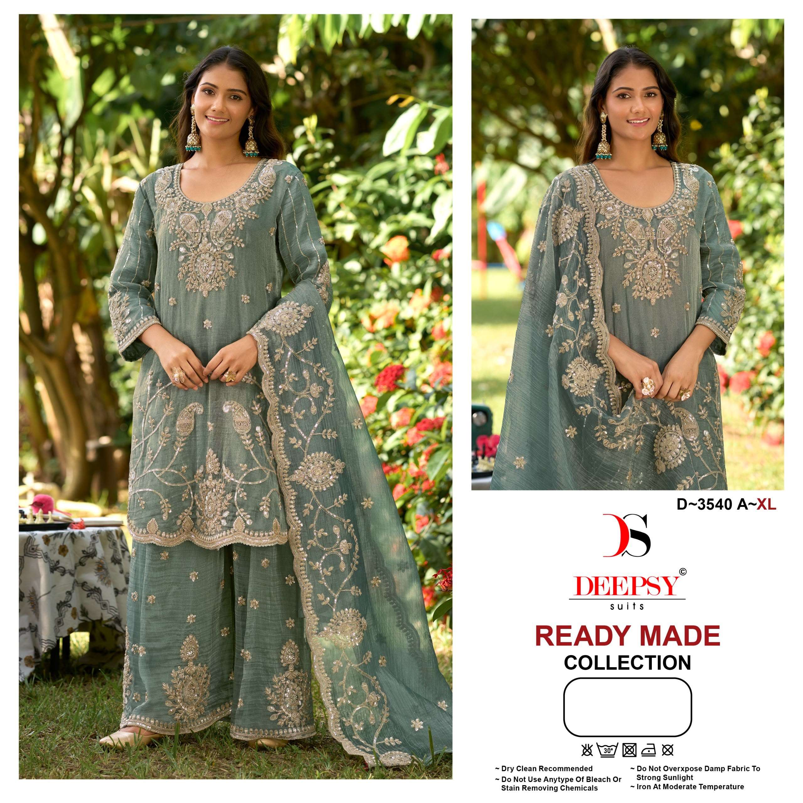 DEEPSY SUITS 3540 READY TO WEAR SALSA SILK EMBROIDERY SHARARA SUIT WEDDING TYPE RESELLER