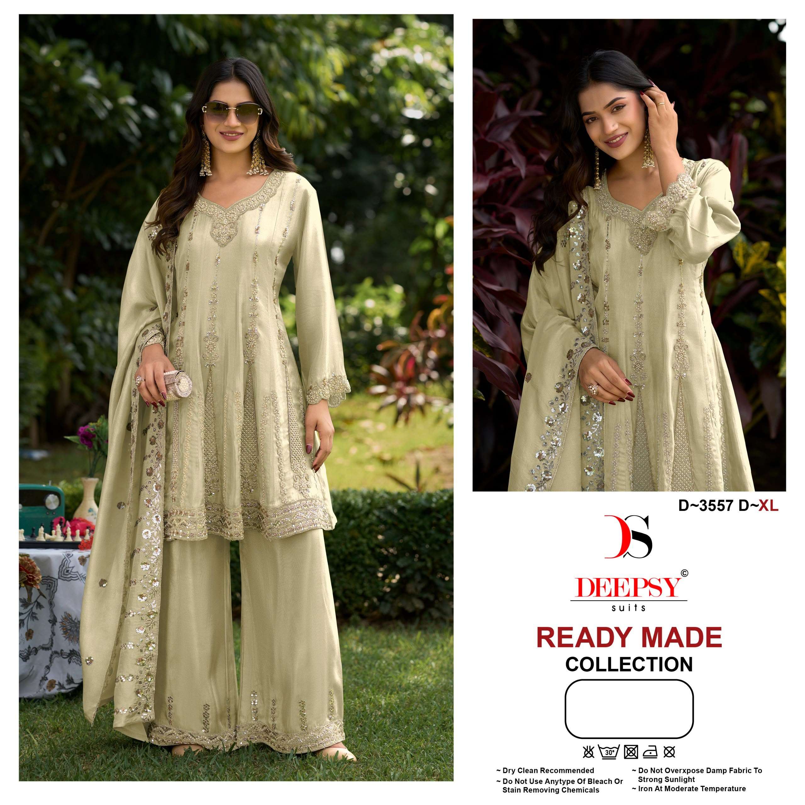 DEEPSY SUITS 3557 VISCOSE TISSUE SILK BEAT WORK SHARARA SUIT...