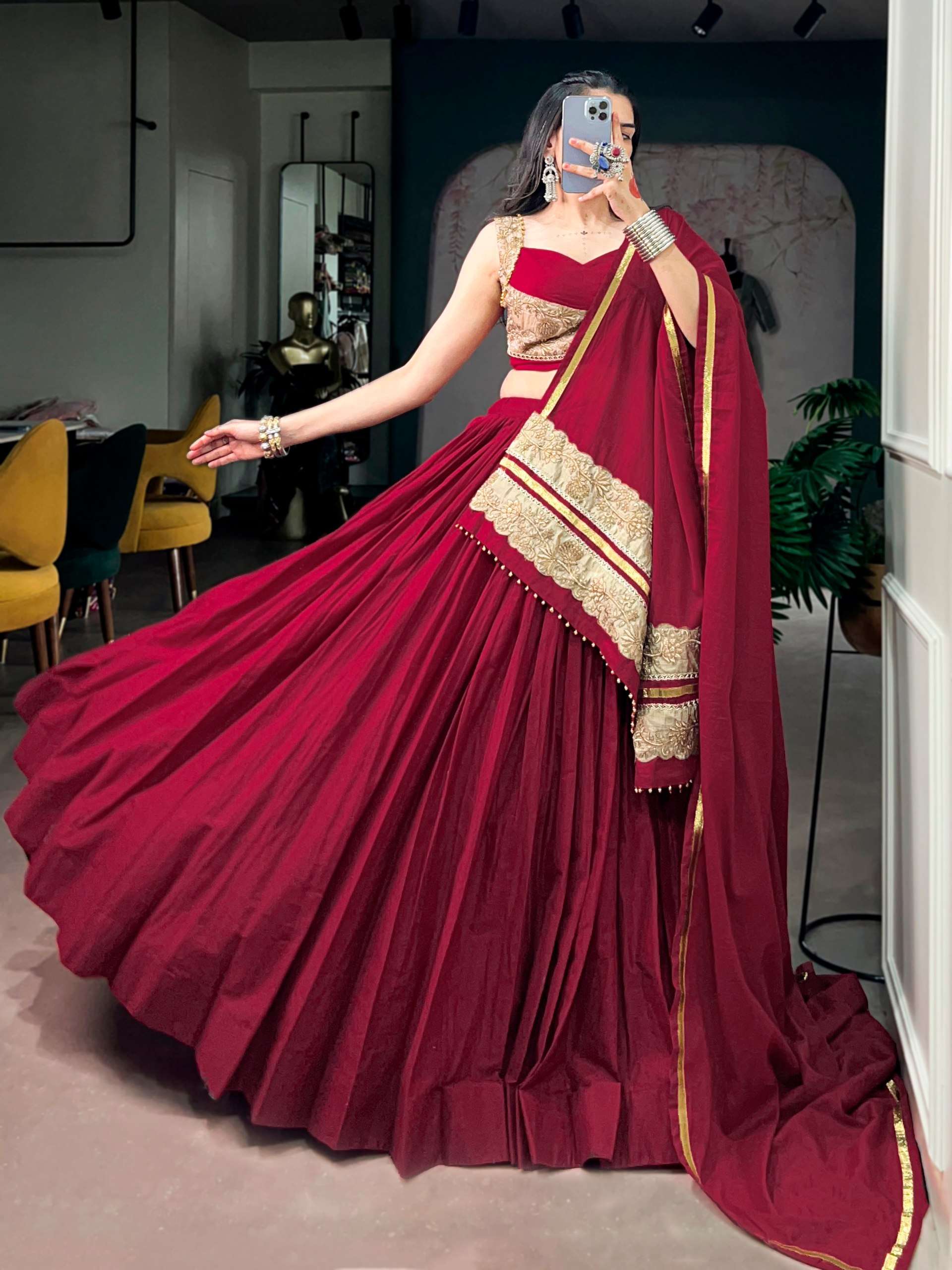  Designed to make every navratri night festive moment special cotton fabric lehenga choli best rate 1746 