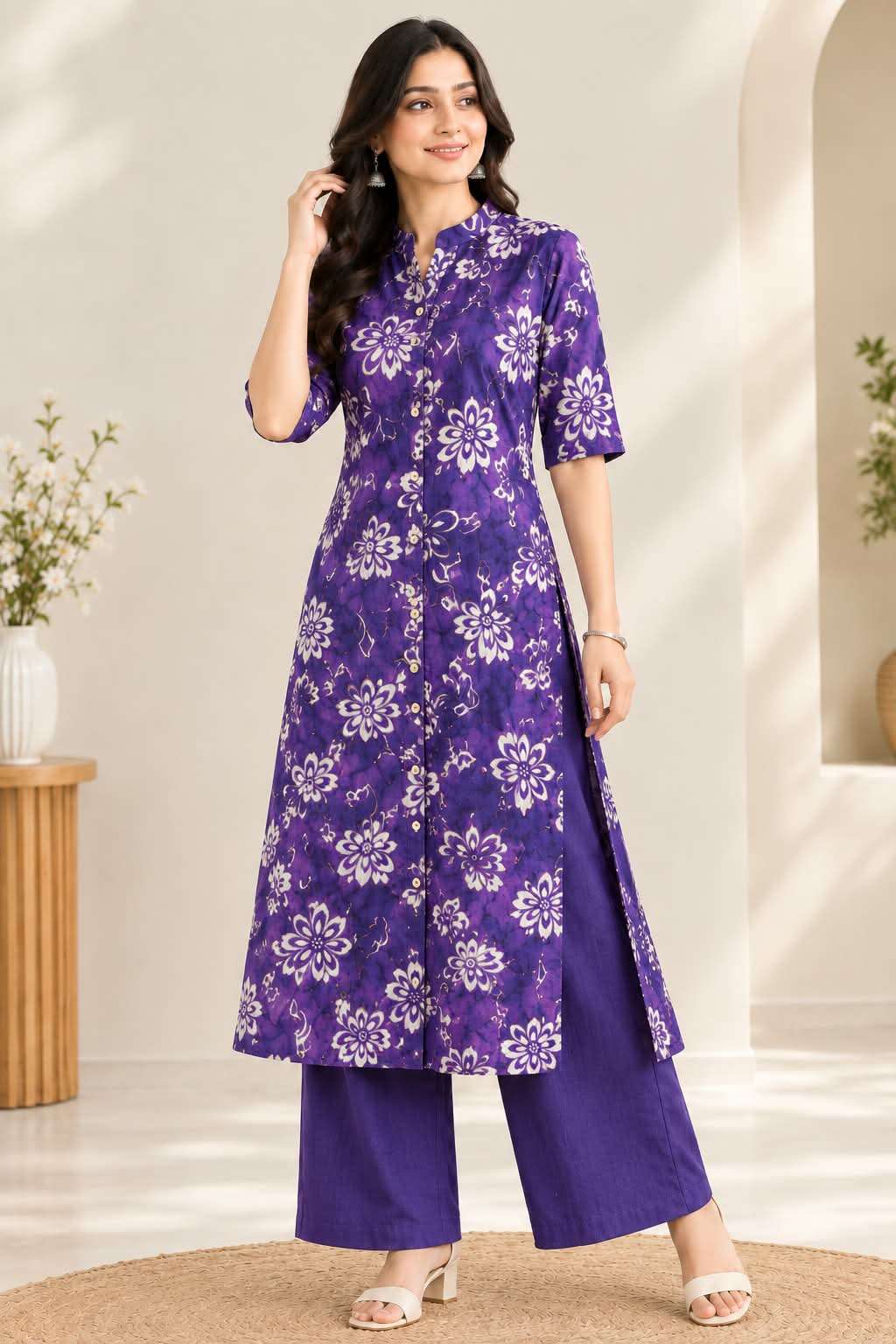 DESIGNER CORD SET IN ALINE PATTERN SUMMER COTTON 2 PIECE TRE...