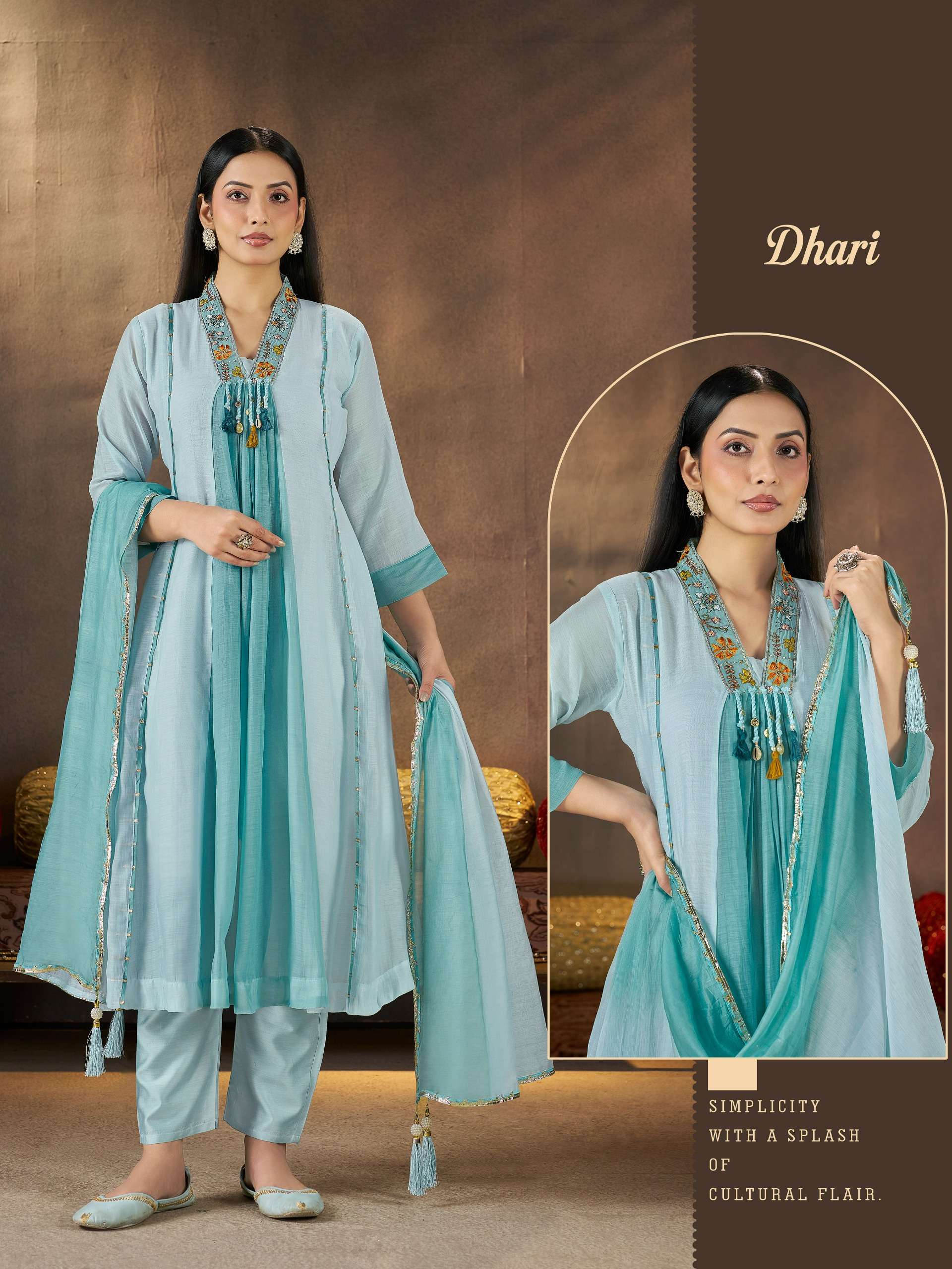DHARI CHANDERI INNER COTTON READYMADE SALWAR SUIT AT WHOLESALER TEXTILE SHOP