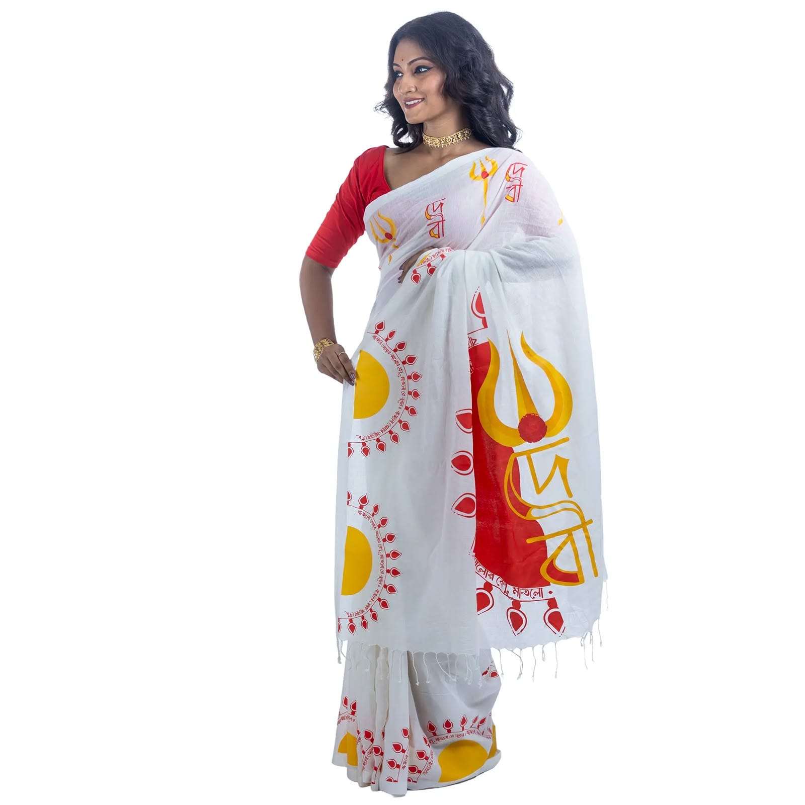 Durga Puja Special New Designer Plain Linen soft and pure fabric saree wholesale in surat MG701