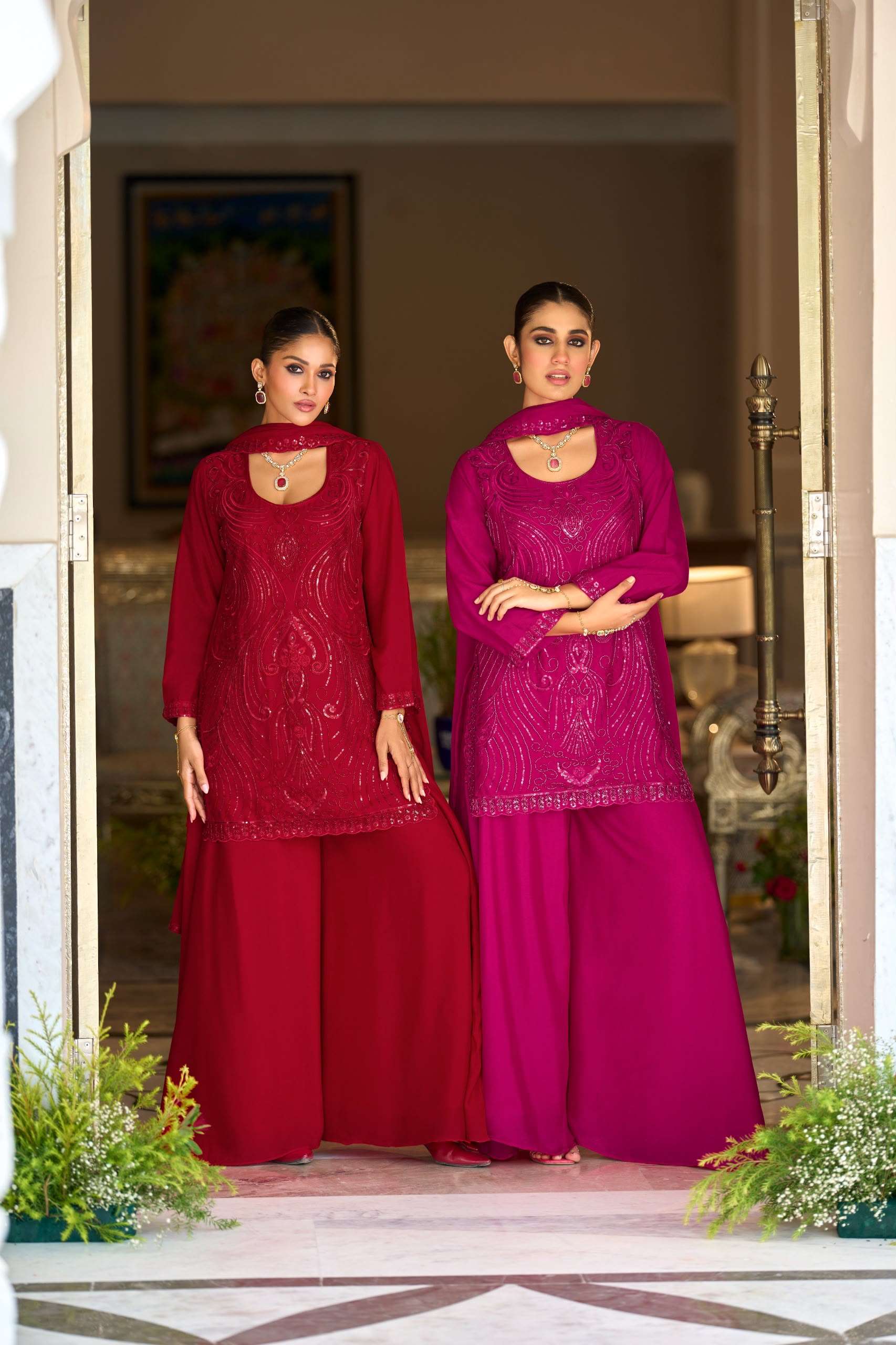 EBA 50002 CHINON FABROC SEQUENCE WORK FARSHI SALWAR SUIT WEDDING SPECIAL SUPPLIER