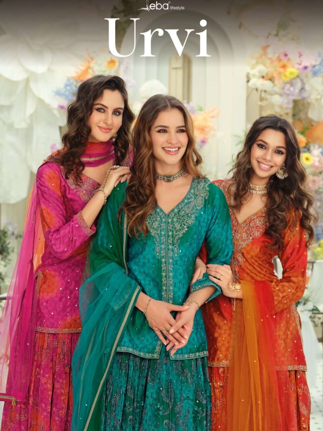 EBA URVI RICH BRAND CHINON WITH DIGITAL EMBROIDERY SHARARA SUIT WEDDING SPECIAL BUY