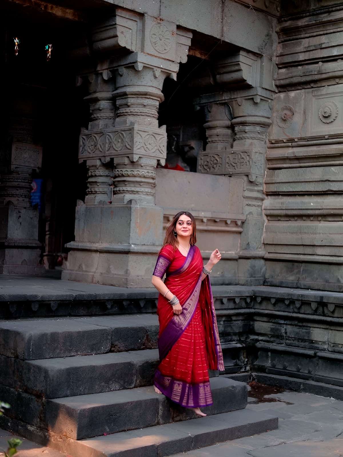 Elegant in style A crepe stripe Fancy fabric Light on the body on saree wholesale in surat 7029