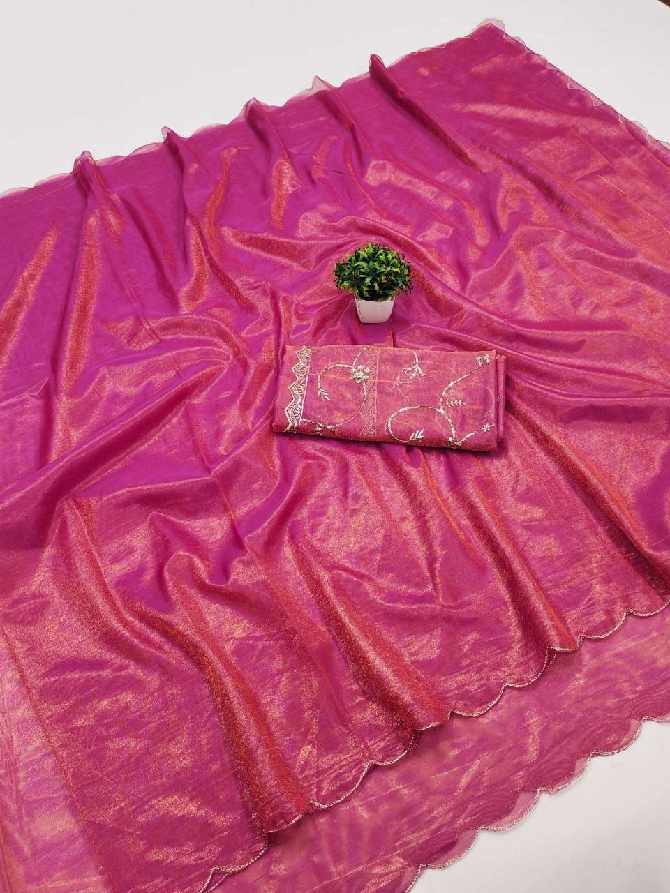 EXCLUSIVE AND BEAUTIFUL SPECIAL PREMIUM SILK FABRIC EMBERODERY WORK ON SAREE BEST RATE KTD 3028 