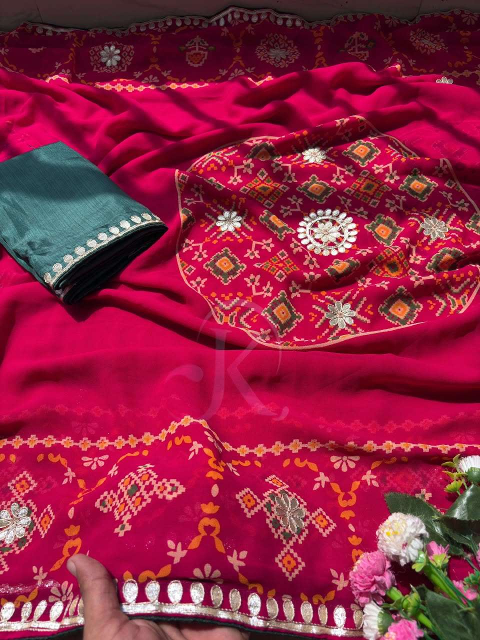 EXCLUSIVE FANCY GEORGEET FABRIC SAREE RESELLER IN SURAT 474