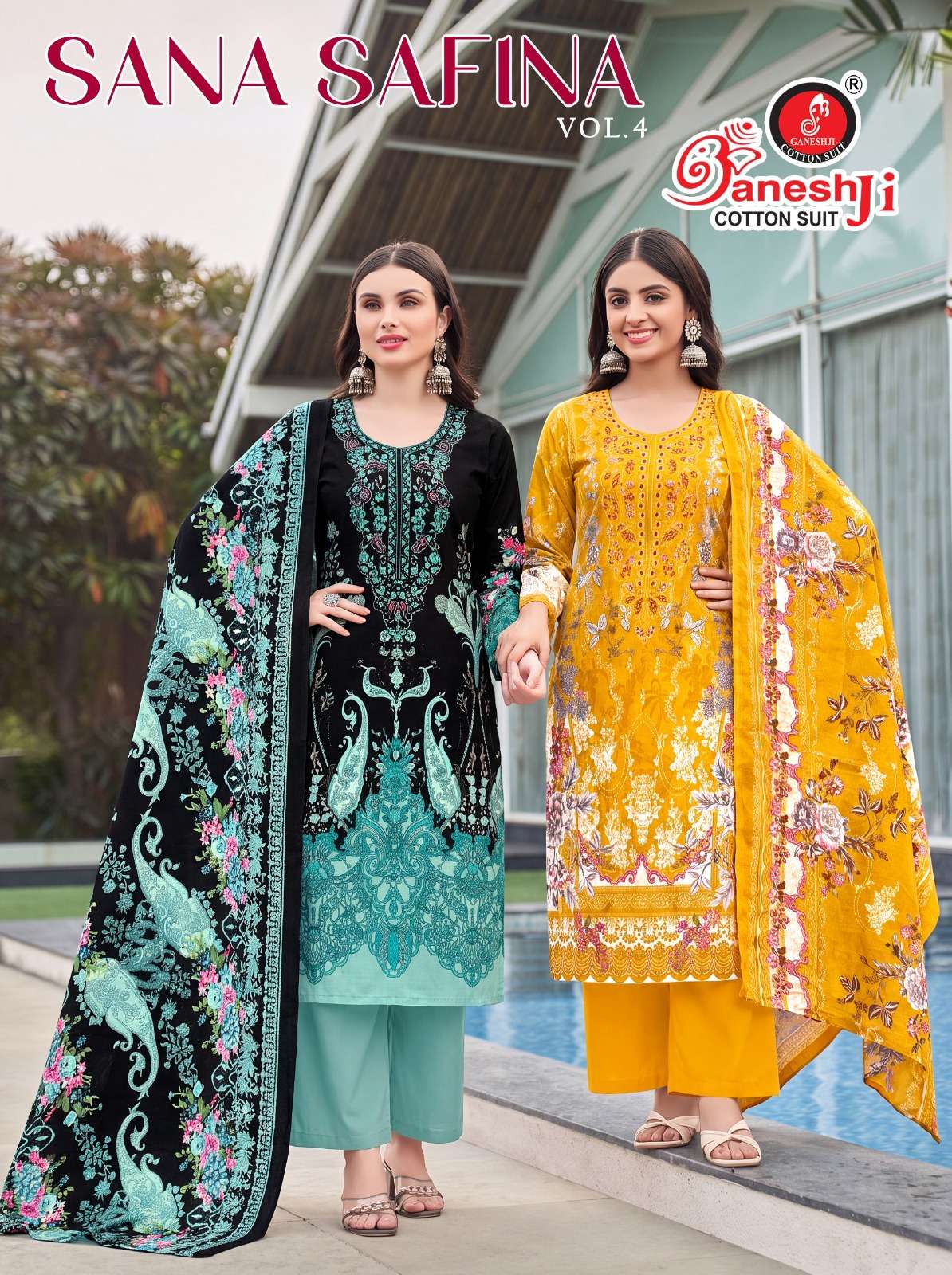 GANESHJI SANA SAFINA VOL 4 ETHNIC SHOP COTTON PRINT SALWAR SUIT AT RESELLER ONLINE 