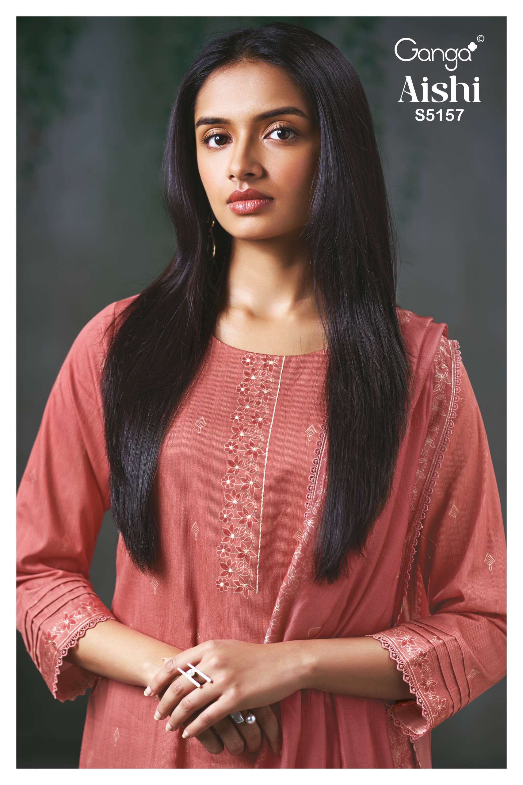 GANGA AISHI 5157 PREMIUM AND PRINTED FABRIC WITH HANDMADE EM...