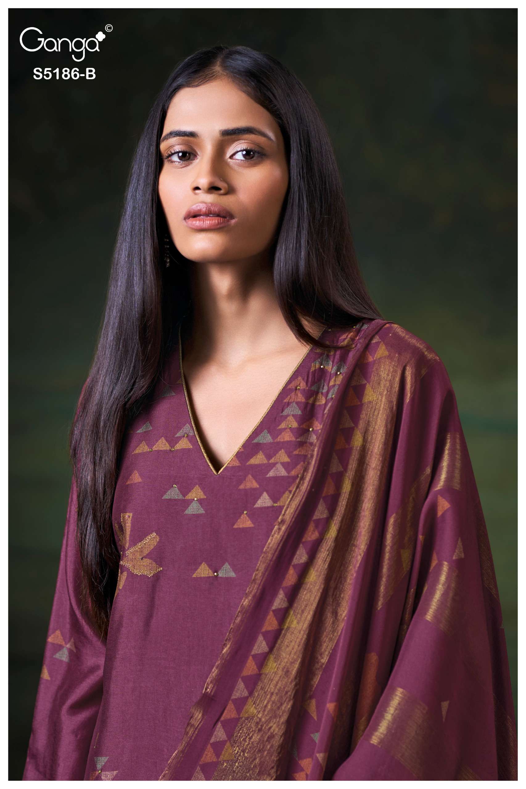 GANGA BRIESA 5186 RUSSIAN SILK EMBROIDERY DAMAN & SLEEVES SALWAR SUIT EXPORT GUJARAT