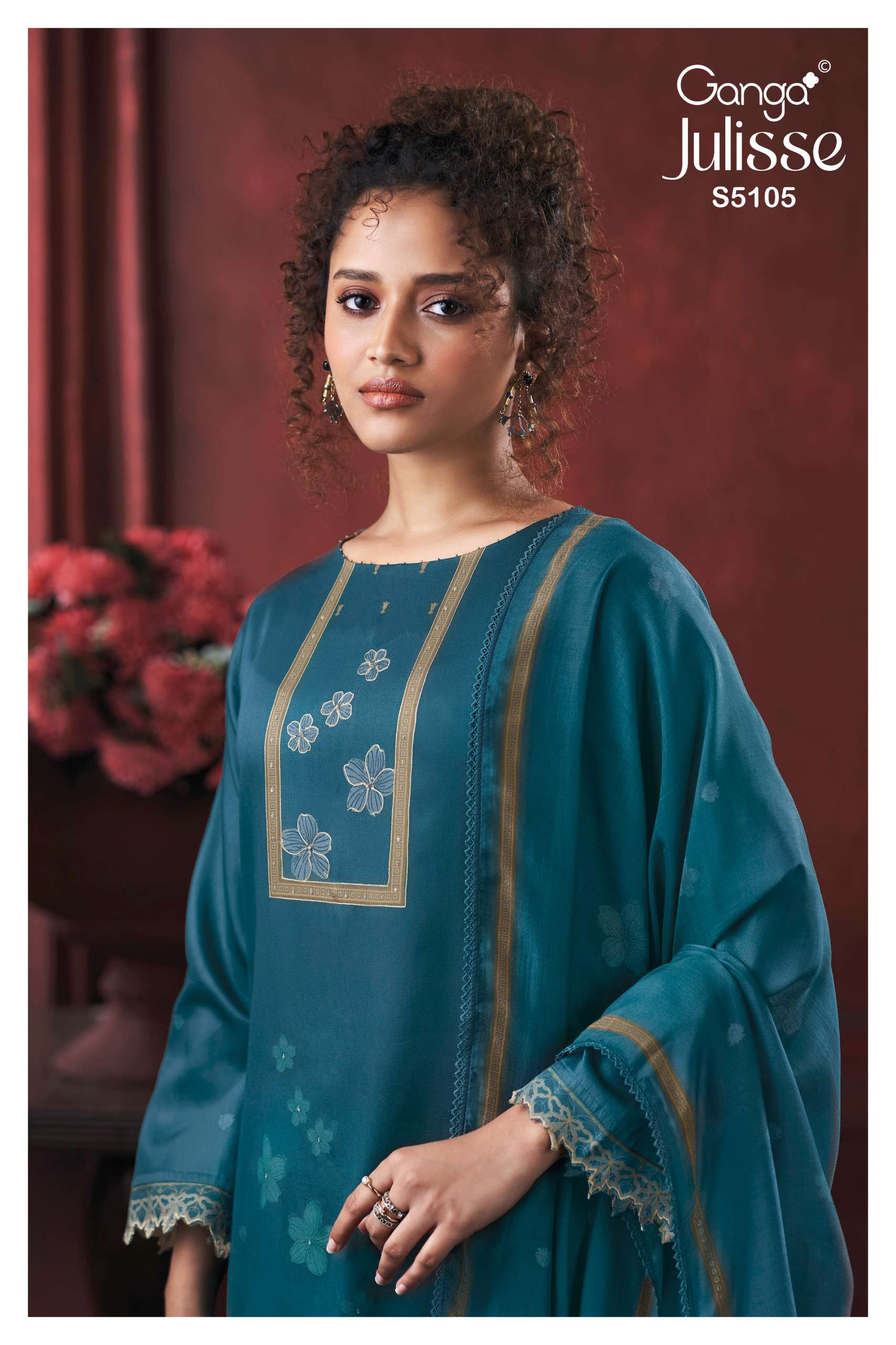GANGA JULISSE 5015 PREMIUM AND BEAUTIFUL SOFT COTTON SATIN FABRIC WITH PRINTED SALWAR KAMEEZ SUPPLIER IN SURAT 
