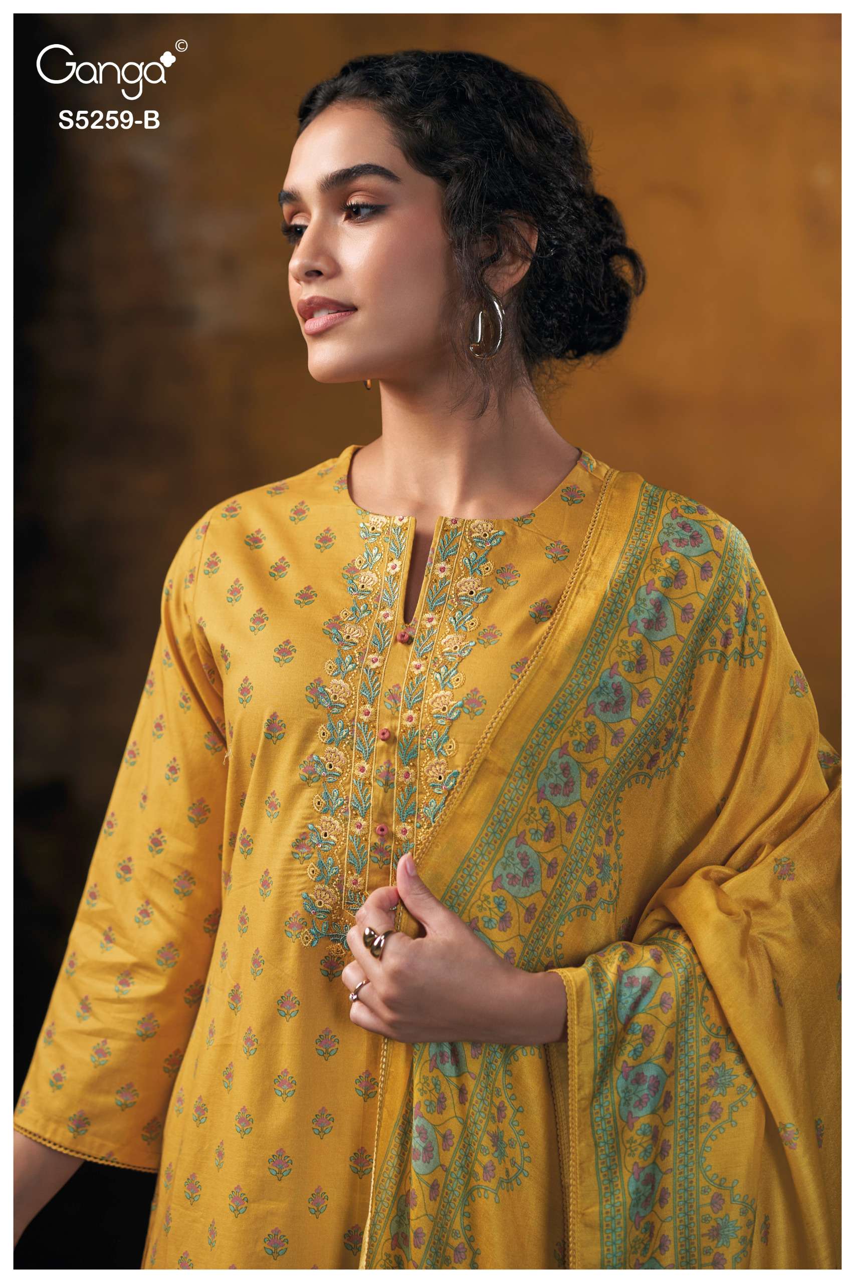 GANGA LIZZIE 5259 PREMIUM COTTON AND SATIN FABRIC WITH PRINTED SALWAR KAMEEZ AT THE BEST RATE
