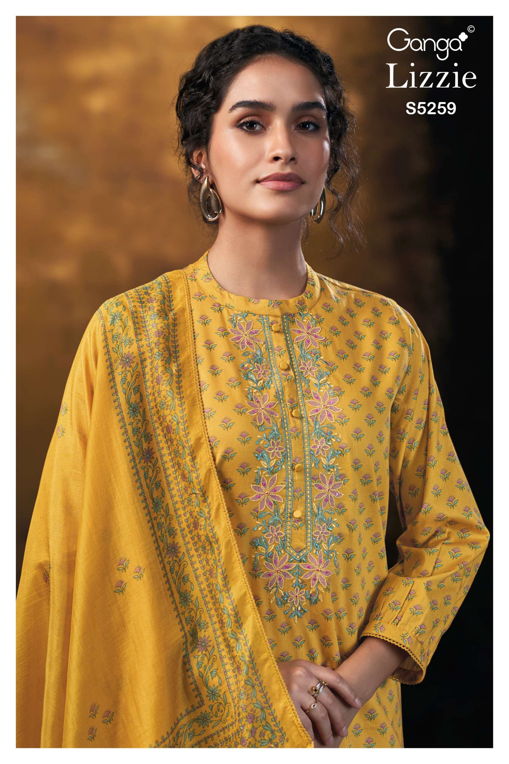 GANGA LIZZIE 5259 PREMIUM COTTON AND SATIN FABRIC WITH PRINTED SALWAR KAMEEZ AT THE BEST RATE