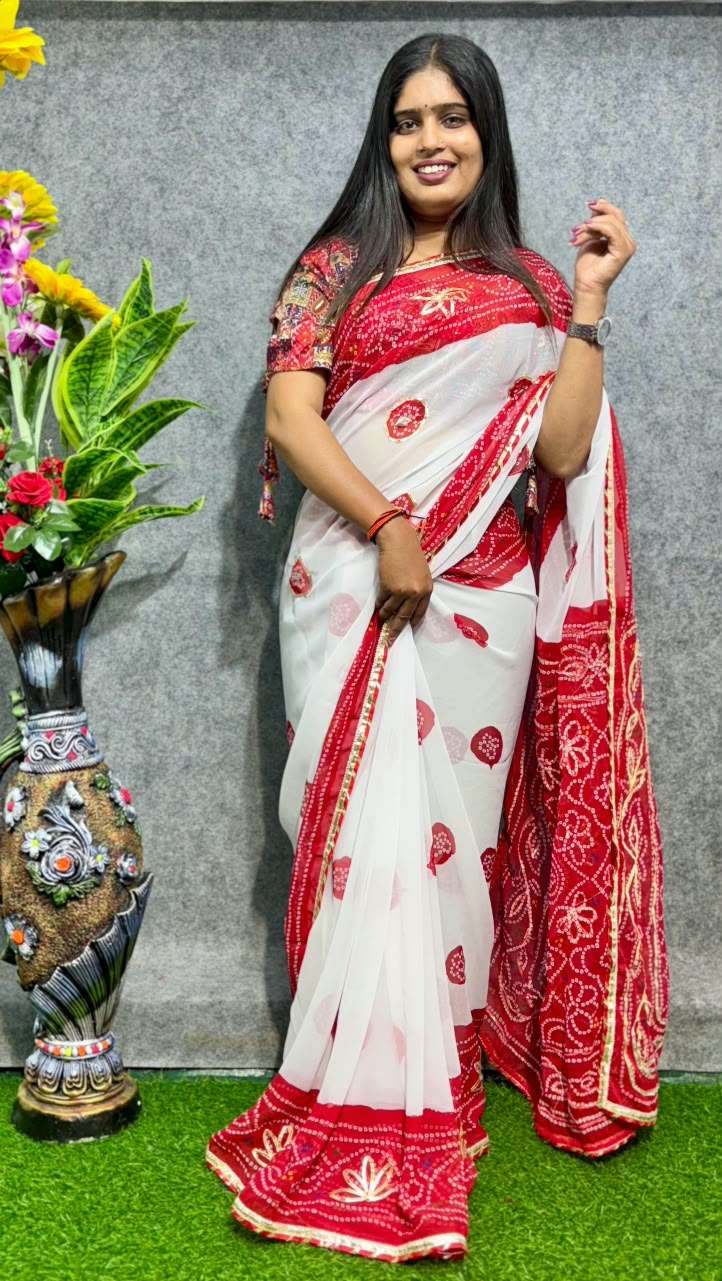 georgette fancy saree fabric saree at the finest rate at surat 297