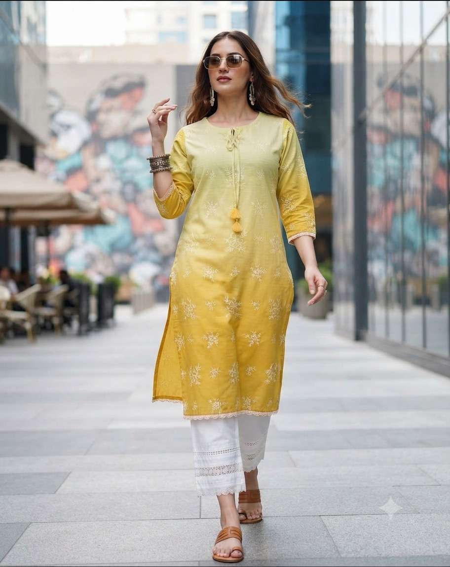 GL GBEVER FANCY WITH SHIFFLI WORK KURTI FOR TREND OFFICE CLOTHING DEALER 