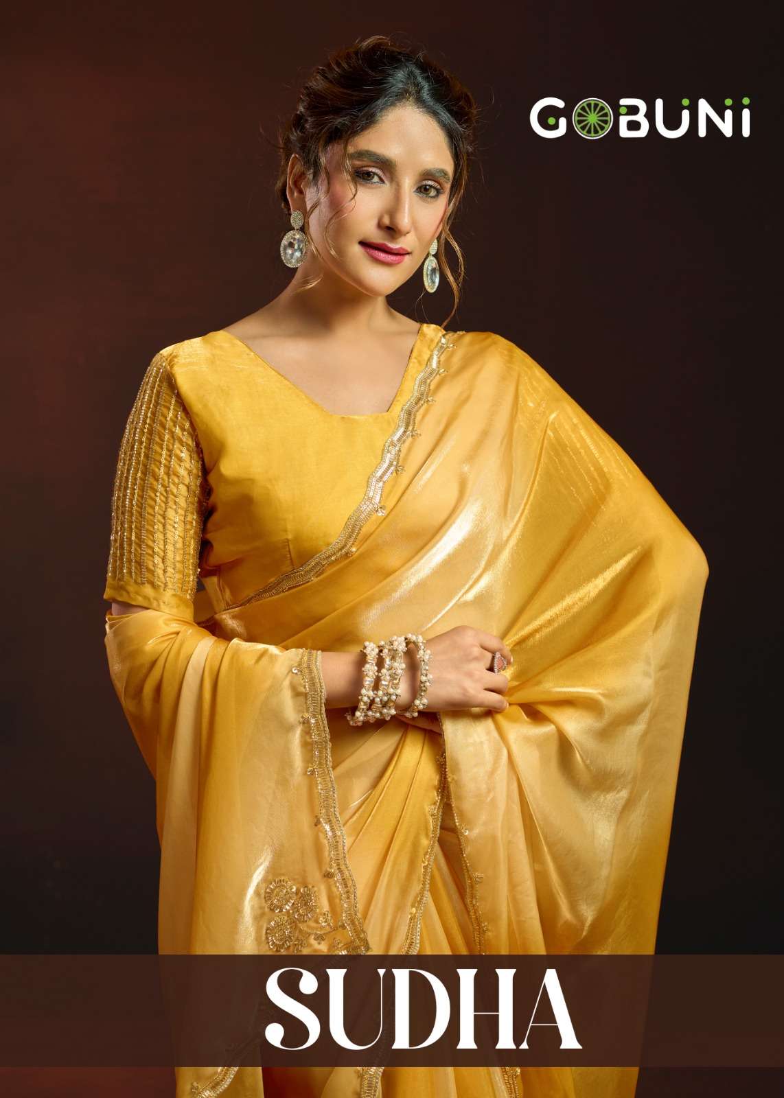 Gobuni Sudha 5701 5706 Elevate your festive with fancy satin fabric saree wholesale in surat