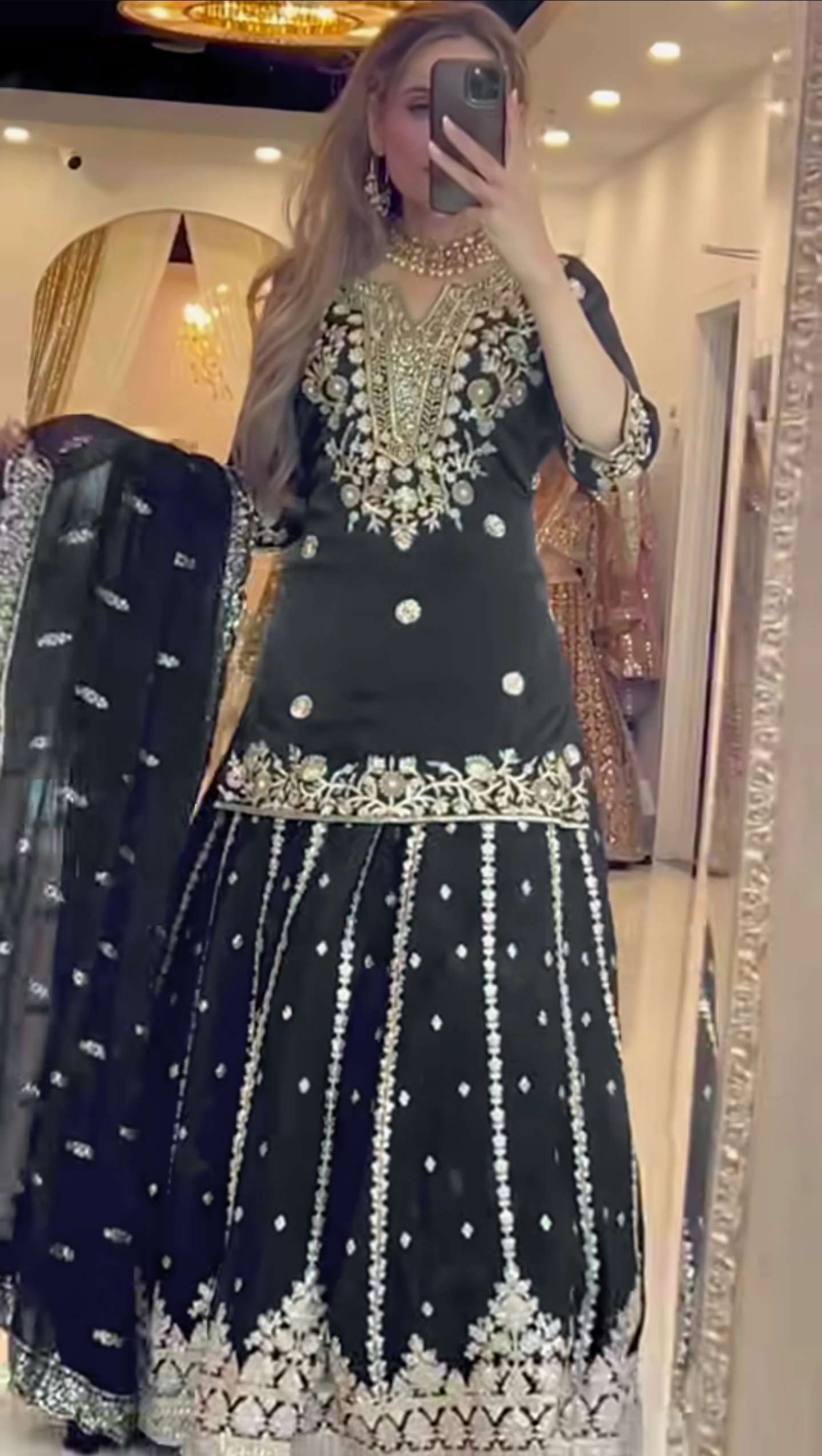 Heavy and soft chinnon silk materials made of Top Lehenga re...