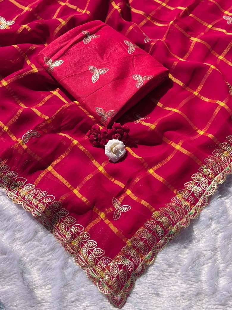 Heavy pure jorjet Thared Fancy fabric saree wholesale in surat 141