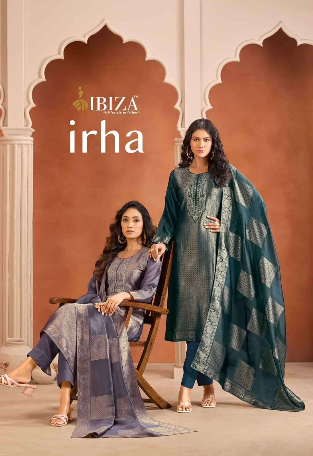 IBIZA IRHA BANGLORY SILK JACQUARD PRINT AND WORK SALWAR KAMEEZ FOR RESELLER