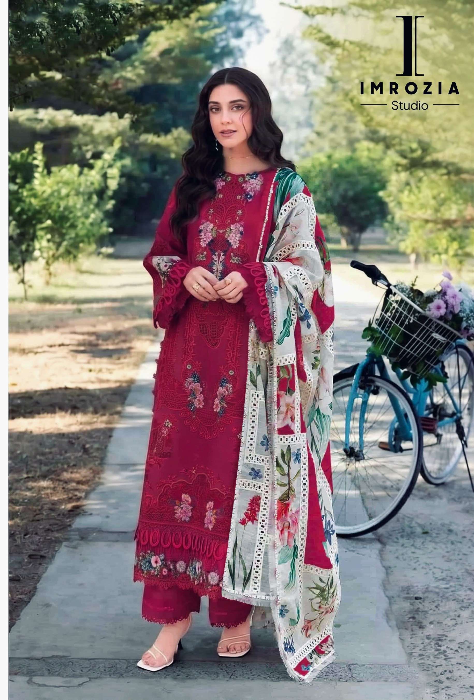 IMROZIA STUDIO 505 C BRAND CAMBRIC COTTON WITH EMBROIDERY WO...