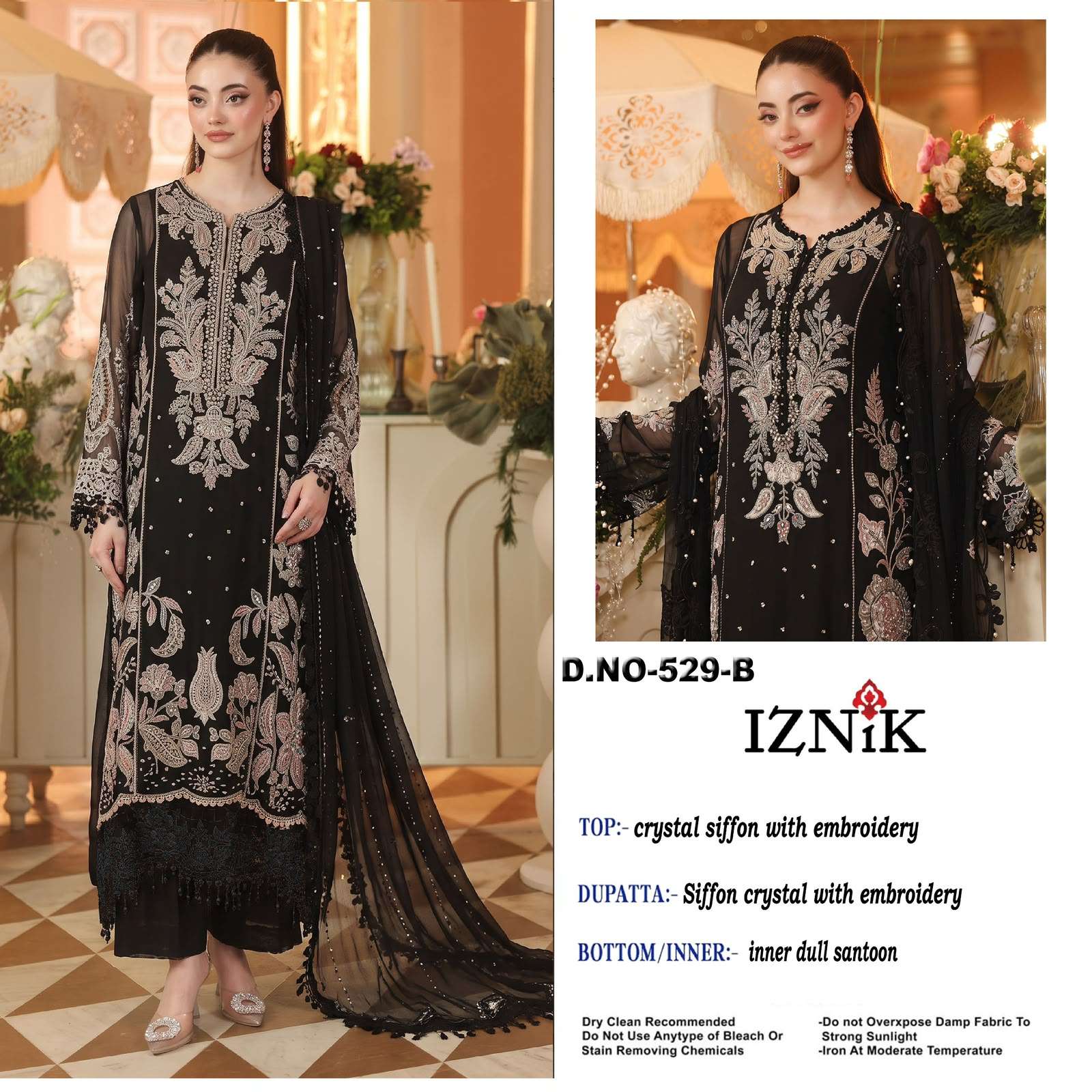 IZNIK FAB A 529 SHIFFON WITH DESIGNER SALWAR KAMEEZ LOW RATE WHOLESALER GUJARAT